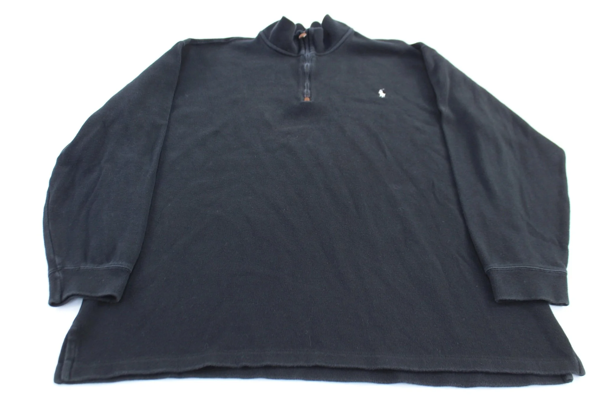 Polo by Ralph Lauren Embroidered Logo Black Quarter Zip Sweater