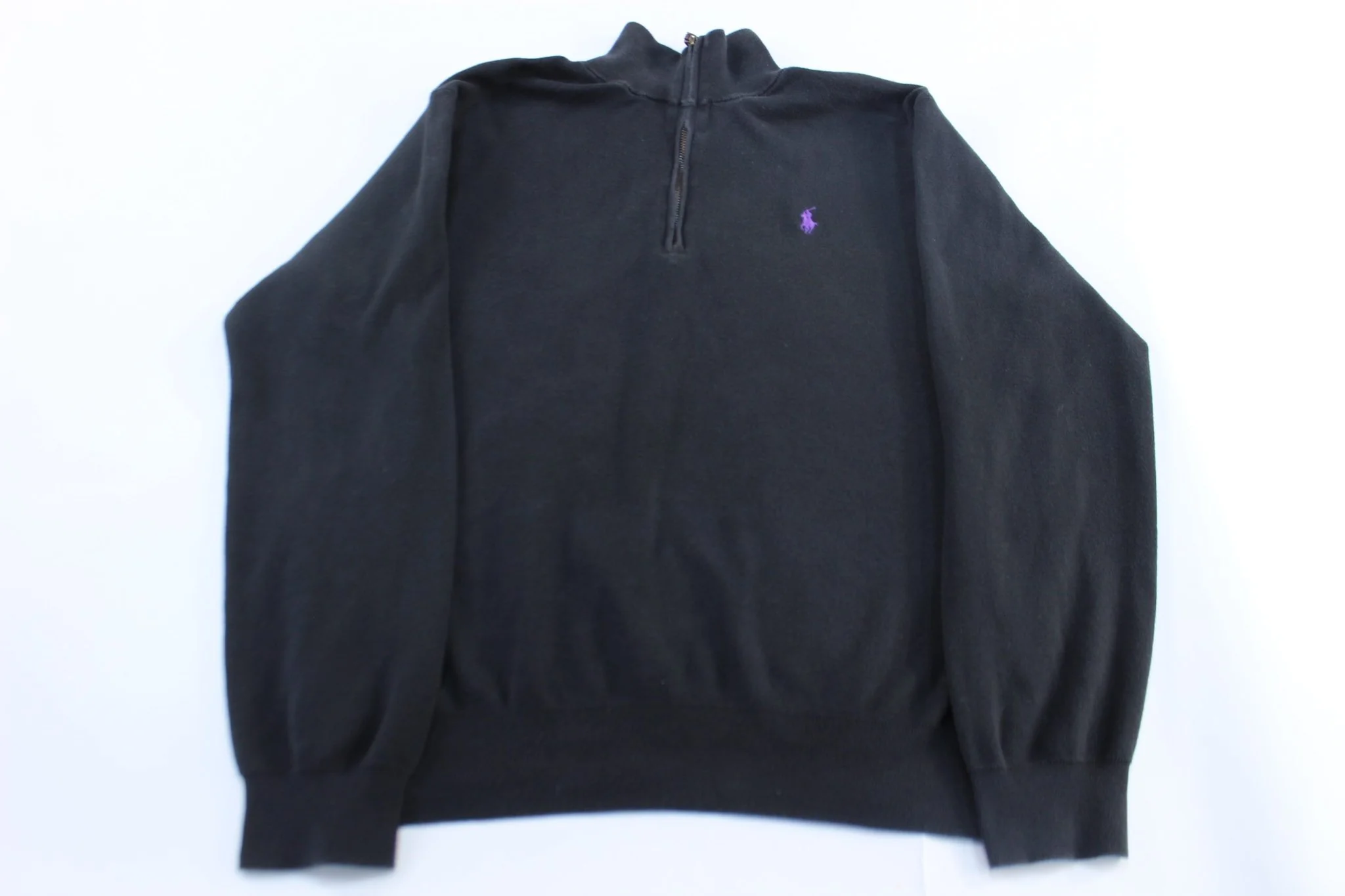Polo by Ralph Lauren Embroidered Logo Black Zip Up Sweater