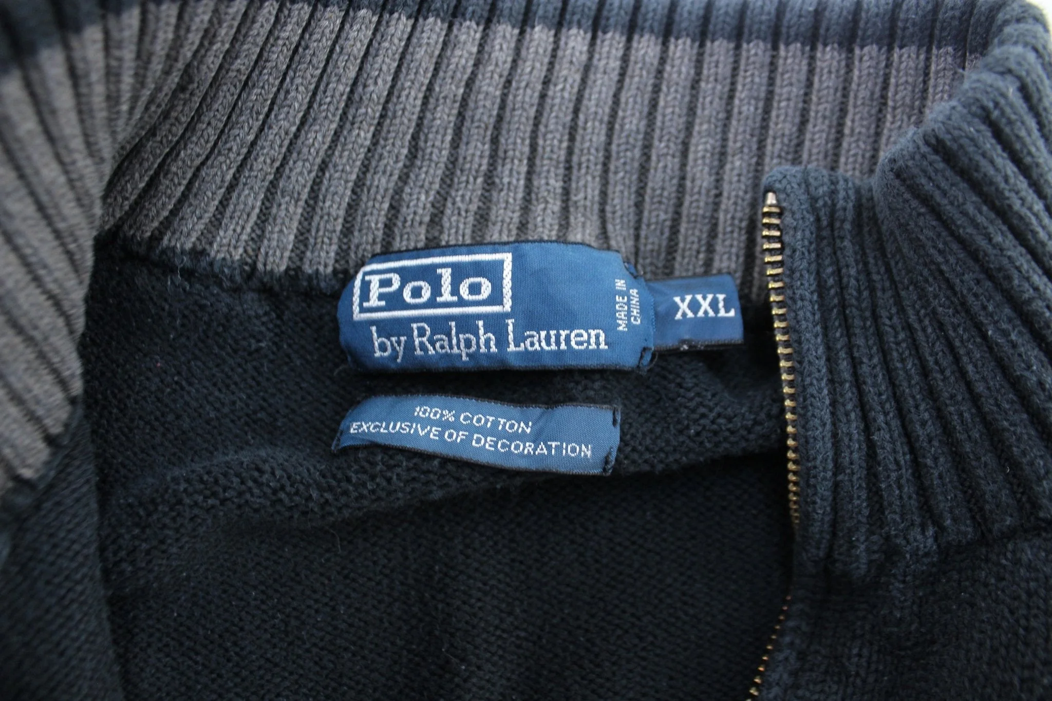 Polo by Ralph Lauren Embroidered Logo Black Zip Up Sweater - Image 3