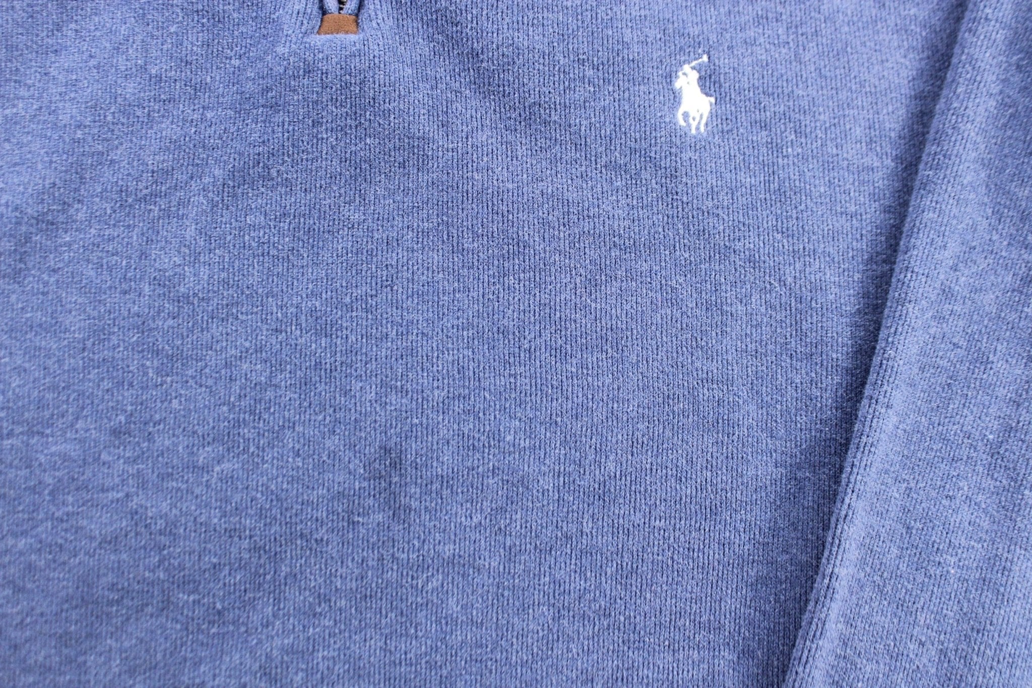 Polo by Ralph Lauren Embroidered Logo Blue Quarter Zip Sweater - Image 4
