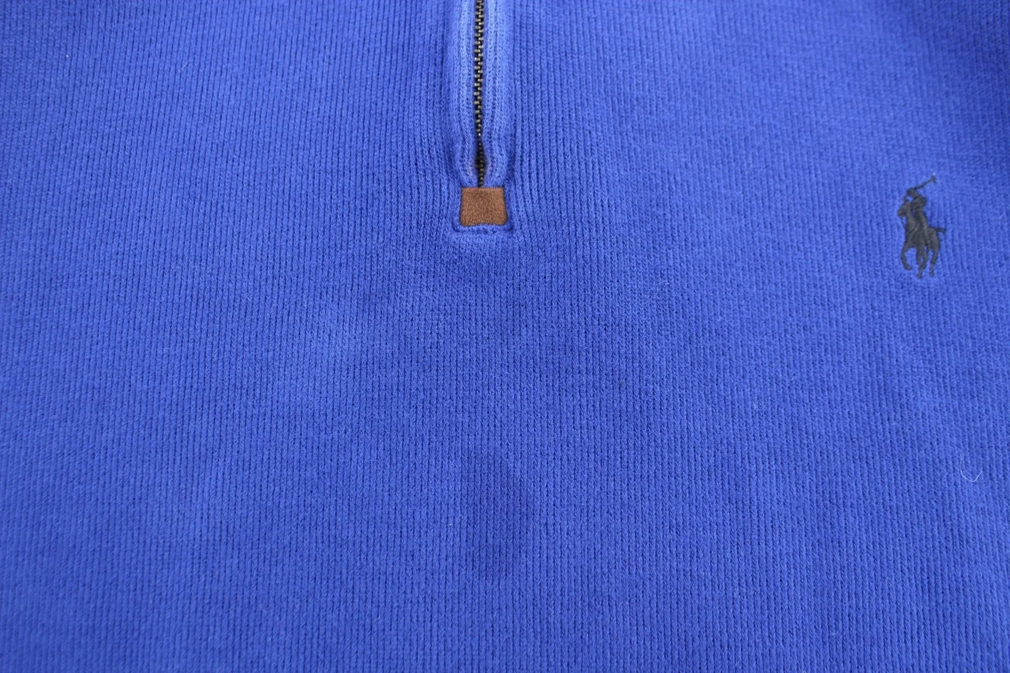 Polo by Ralph Lauren Embroidered Logo Blue Quarter Zip Sweater - Image 3