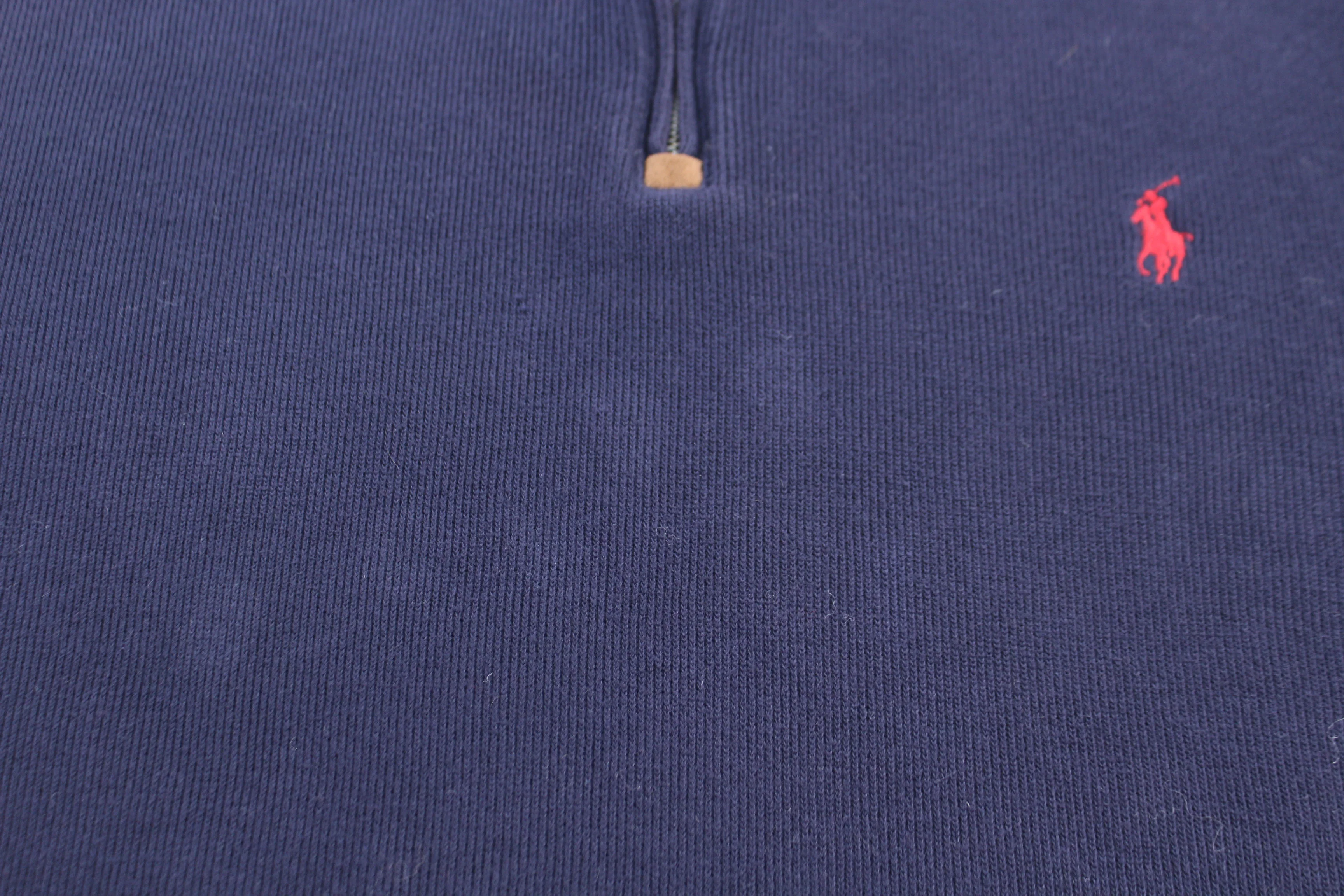 Polo by Ralph Lauren Embroidered Logo Blue Quarter Zip Sweater - Image 3