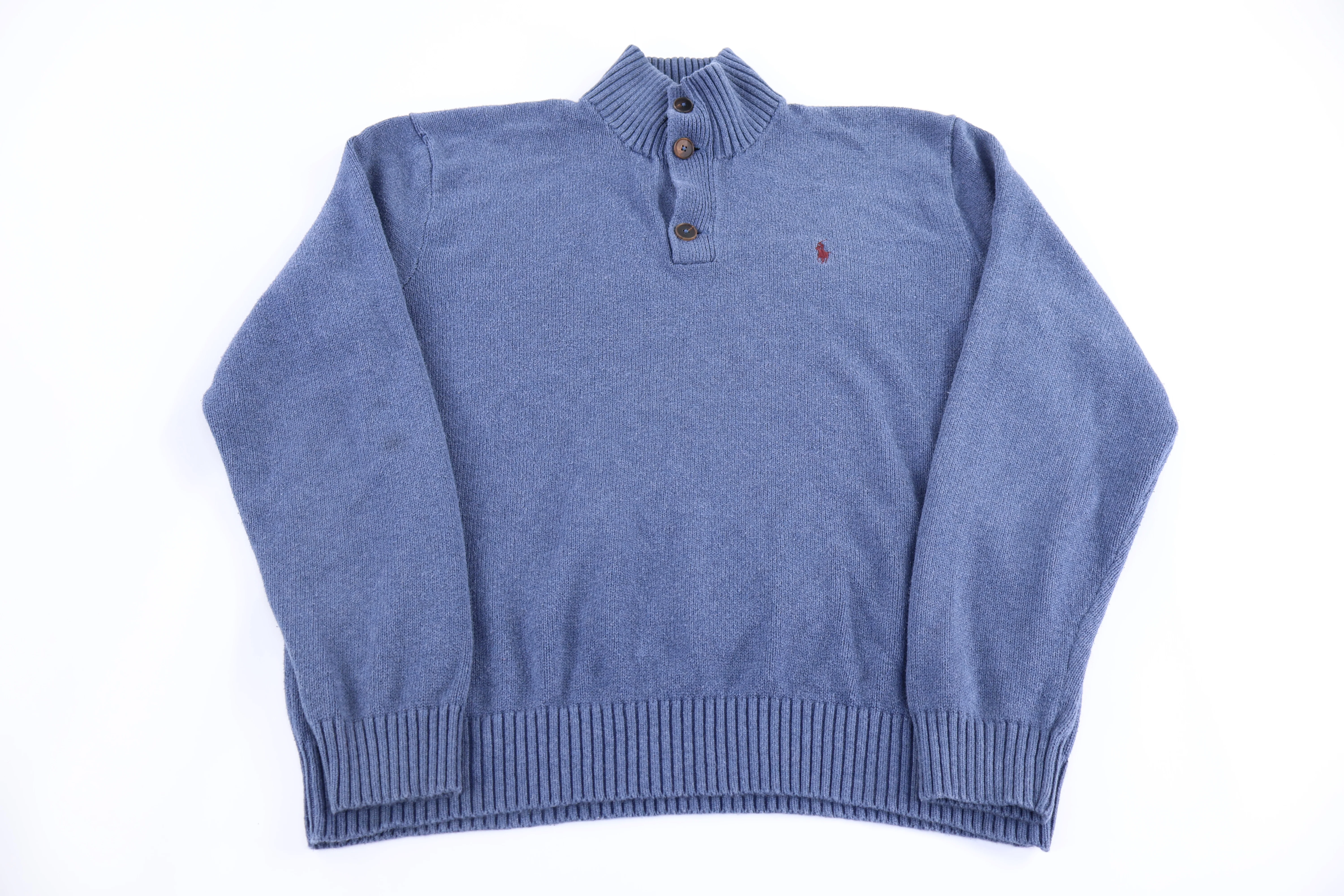 Polo by Ralph Lauren Embroidered Logo Blue Quarter Zip Sweater