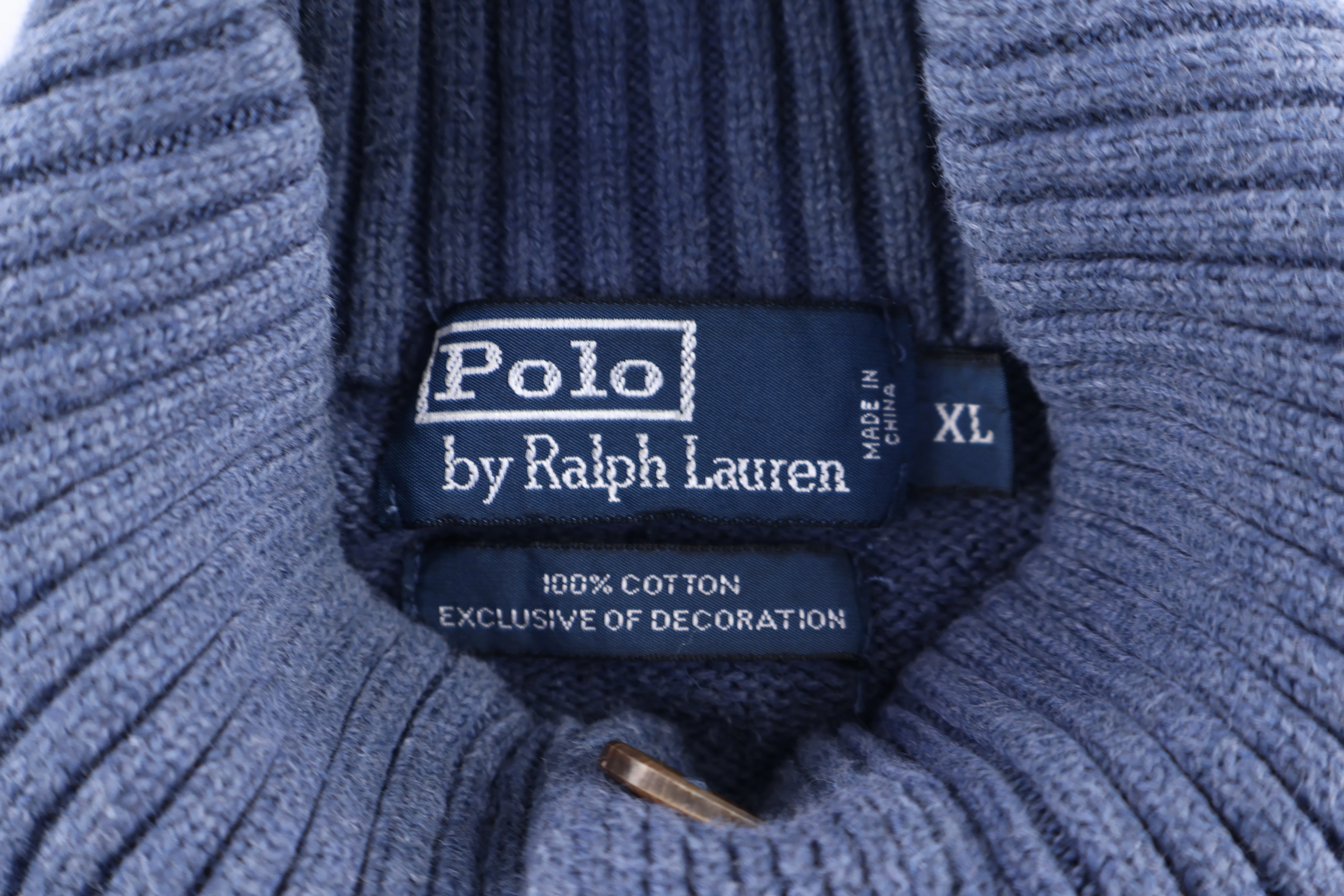 Polo by Ralph Lauren Embroidered Logo Blue Quarter Zip Sweater - Image 4