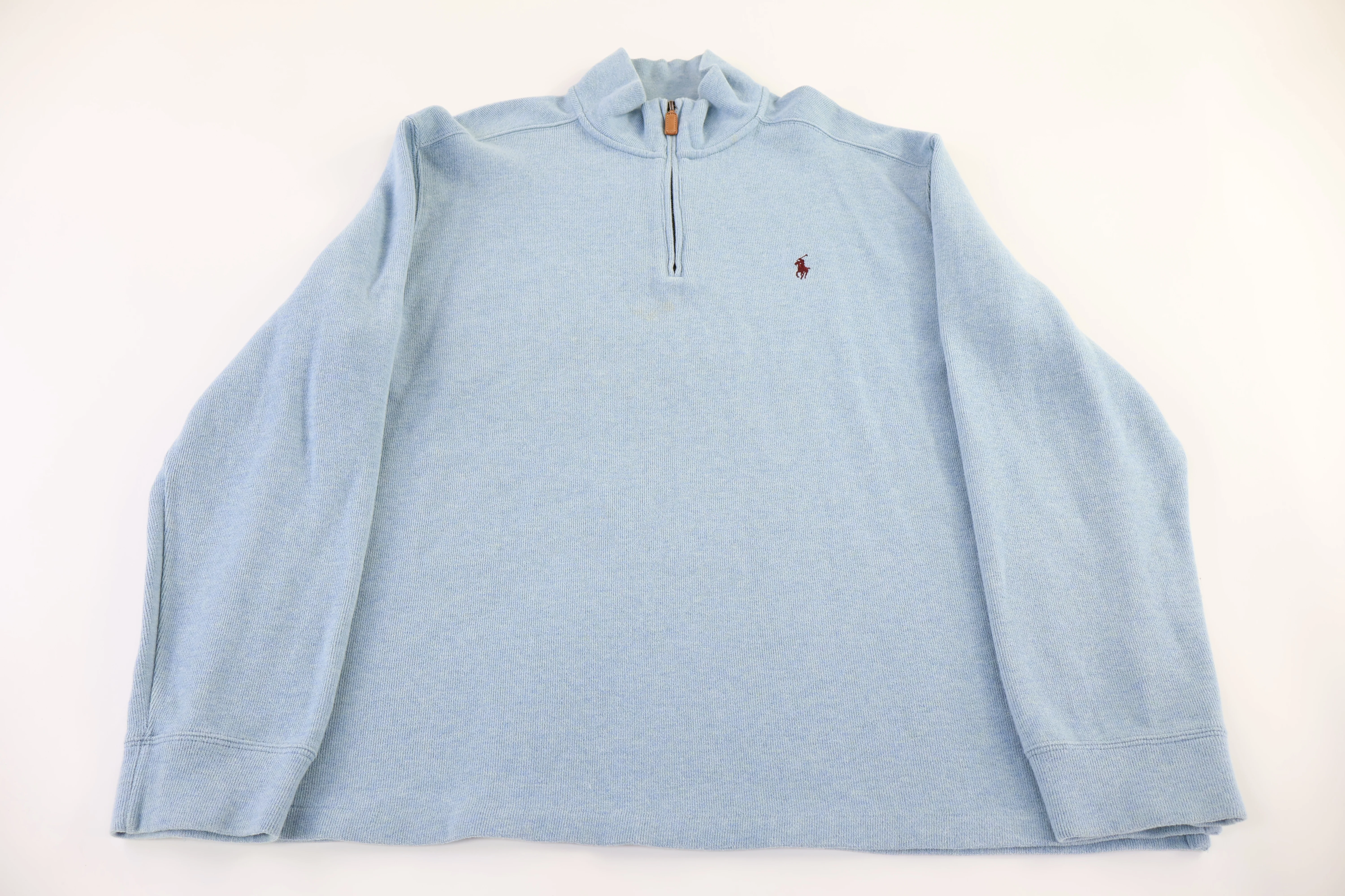 Polo by Ralph Lauren Embroidered Logo Blue Quarter Zip Sweater