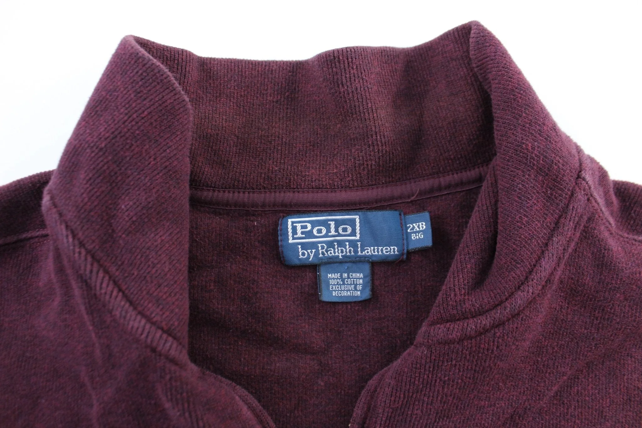 Polo by Ralph Lauren Embroidered Logo Burgundy Zip Up Sweater - Image 3