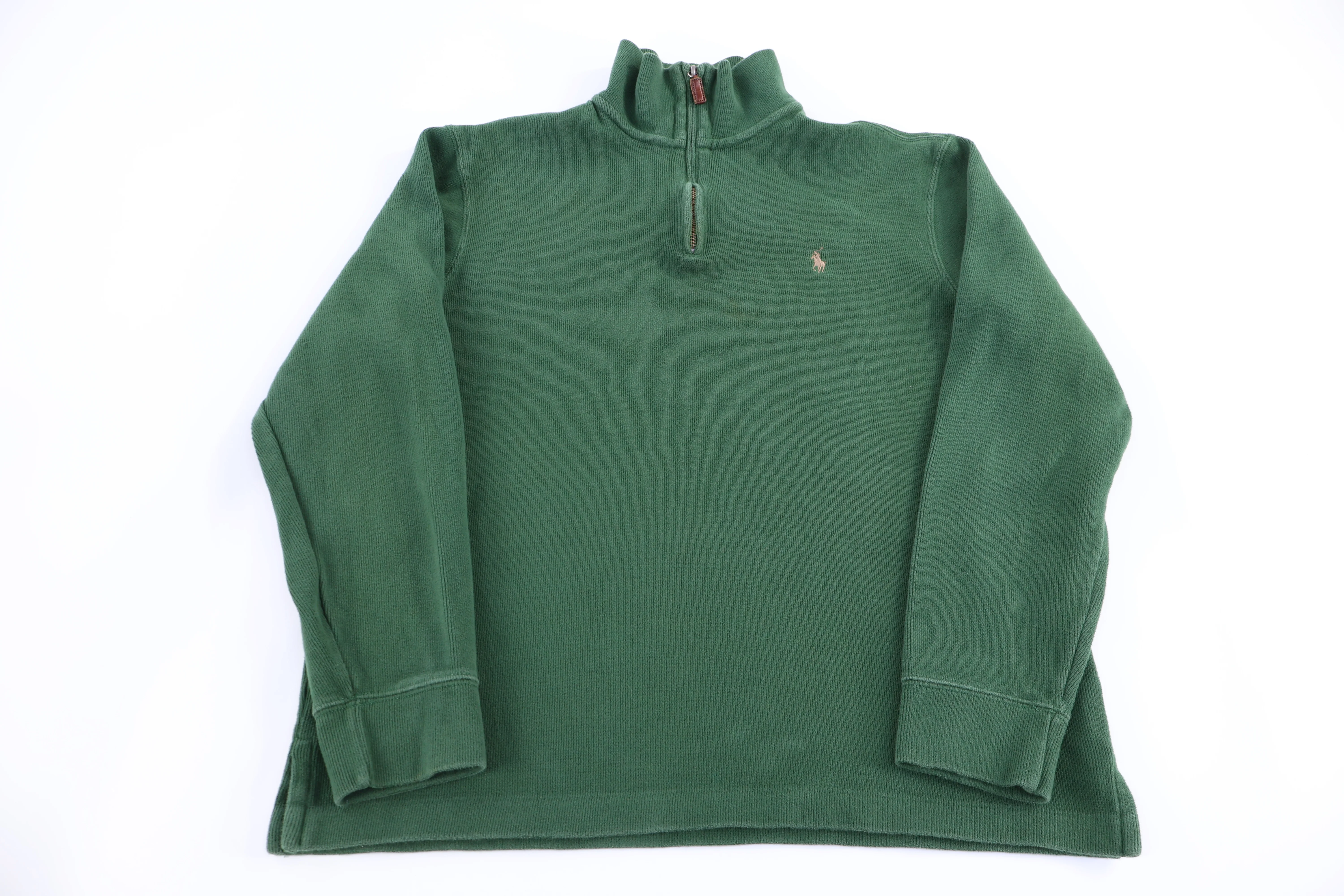 Polo by Ralph Lauren Embroidered Logo Green Quarter Zip Sweater