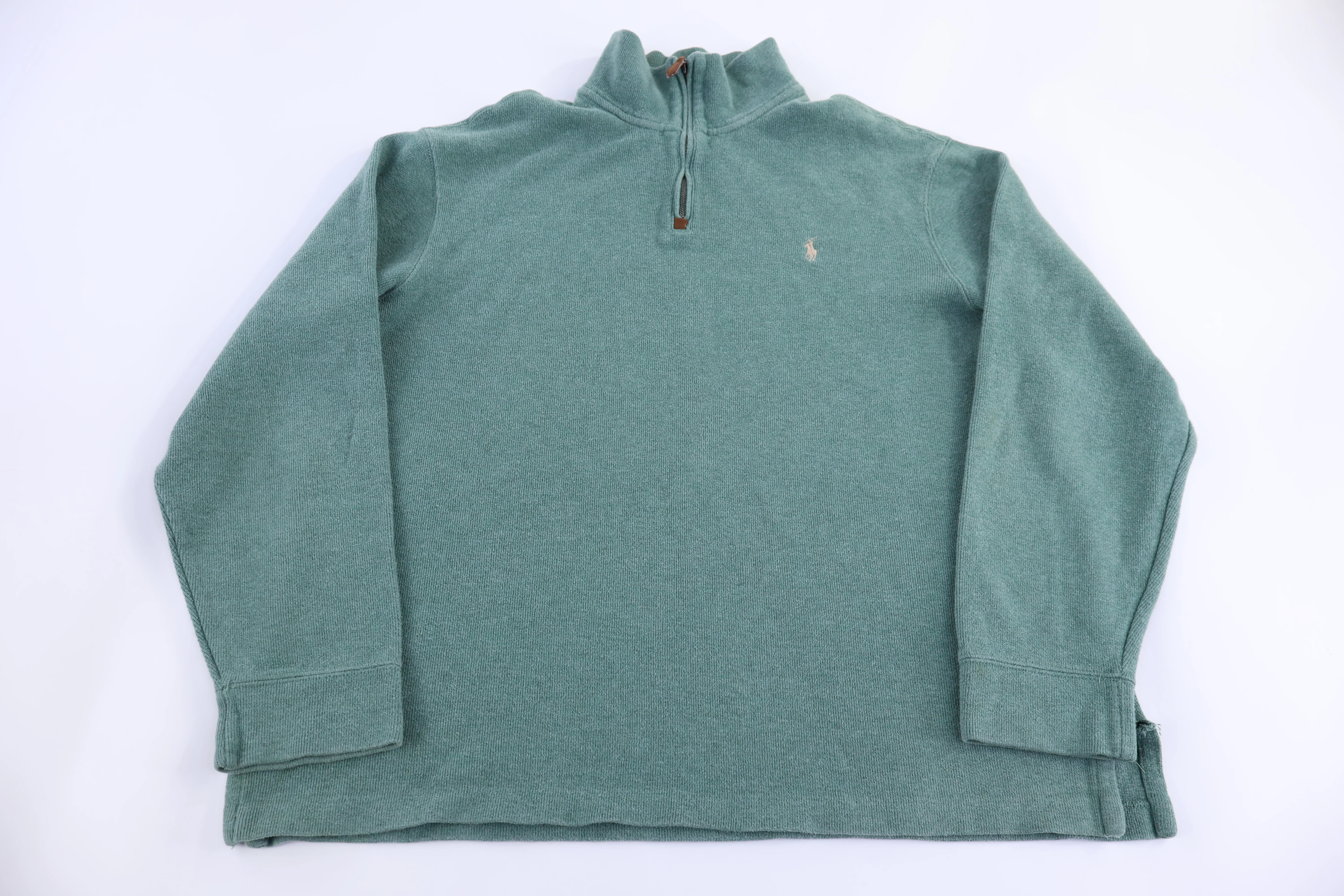 Polo by Ralph Lauren Embroidered Logo Green Quarter Zip Sweater