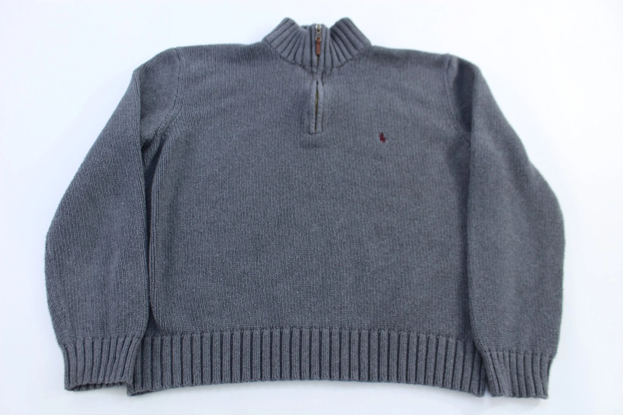 Polo by Ralph Lauren Embroidered Logo Grey Quarter Zip Sweater