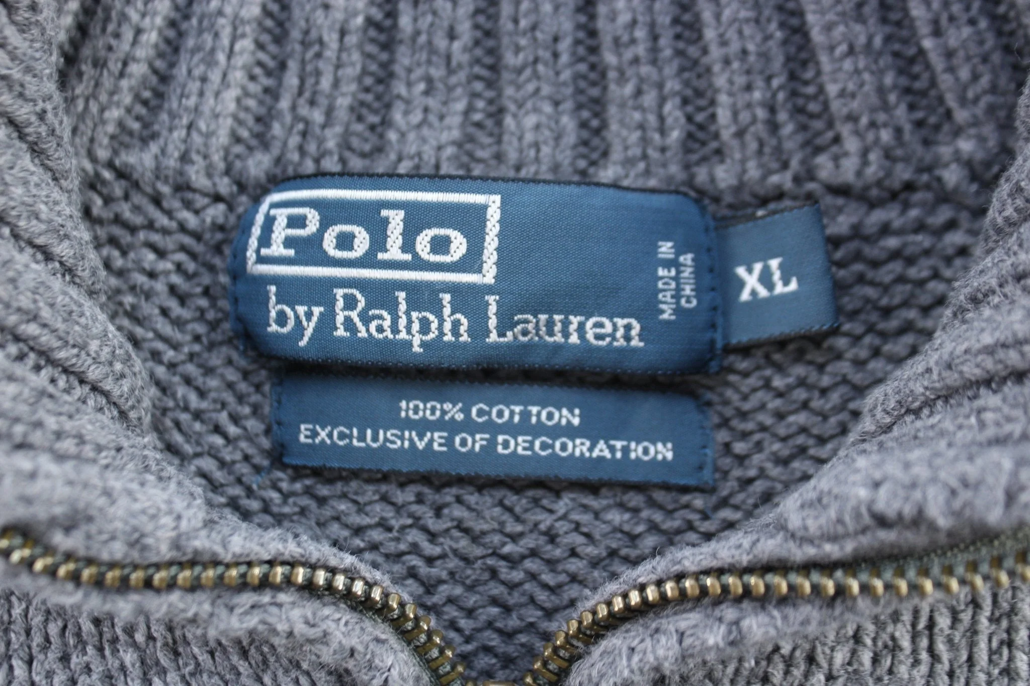 Polo by Ralph Lauren Embroidered Logo Grey Quarter Zip Sweater - Image 3