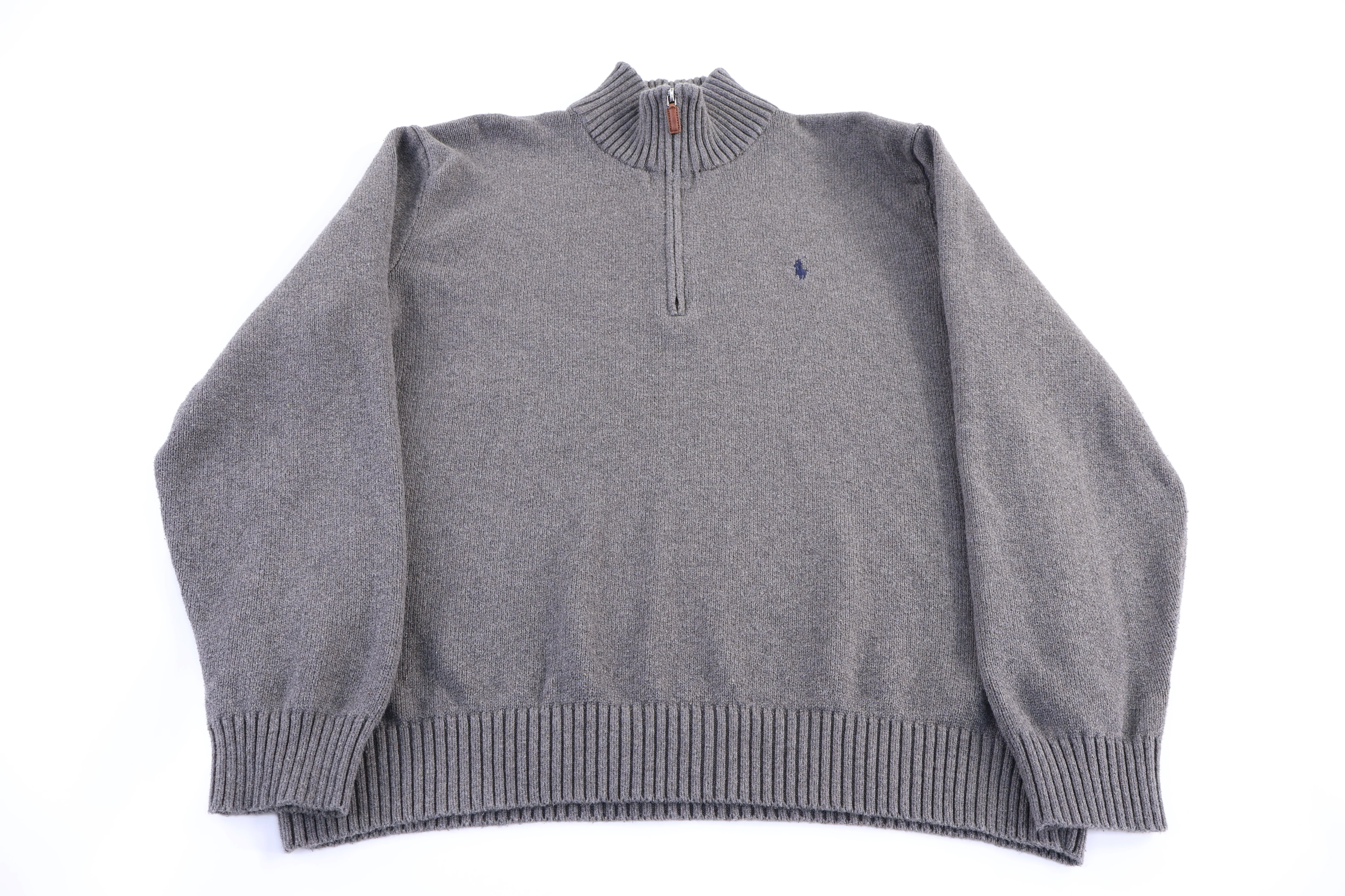 Polo by Ralph Lauren Embroidered Logo Grey Quarter Zip Sweater
