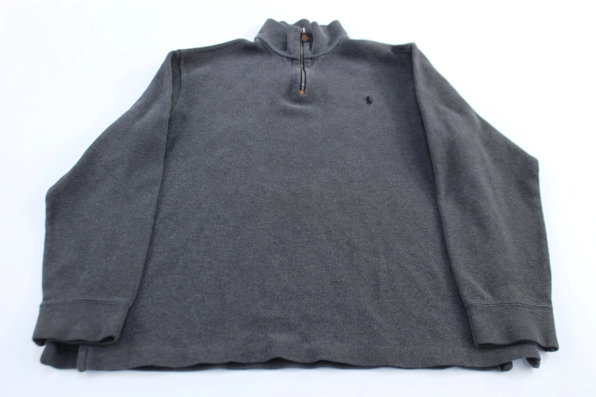 Polo by Ralph Lauren Embroidered Logo Grey Quarter Zip Sweater