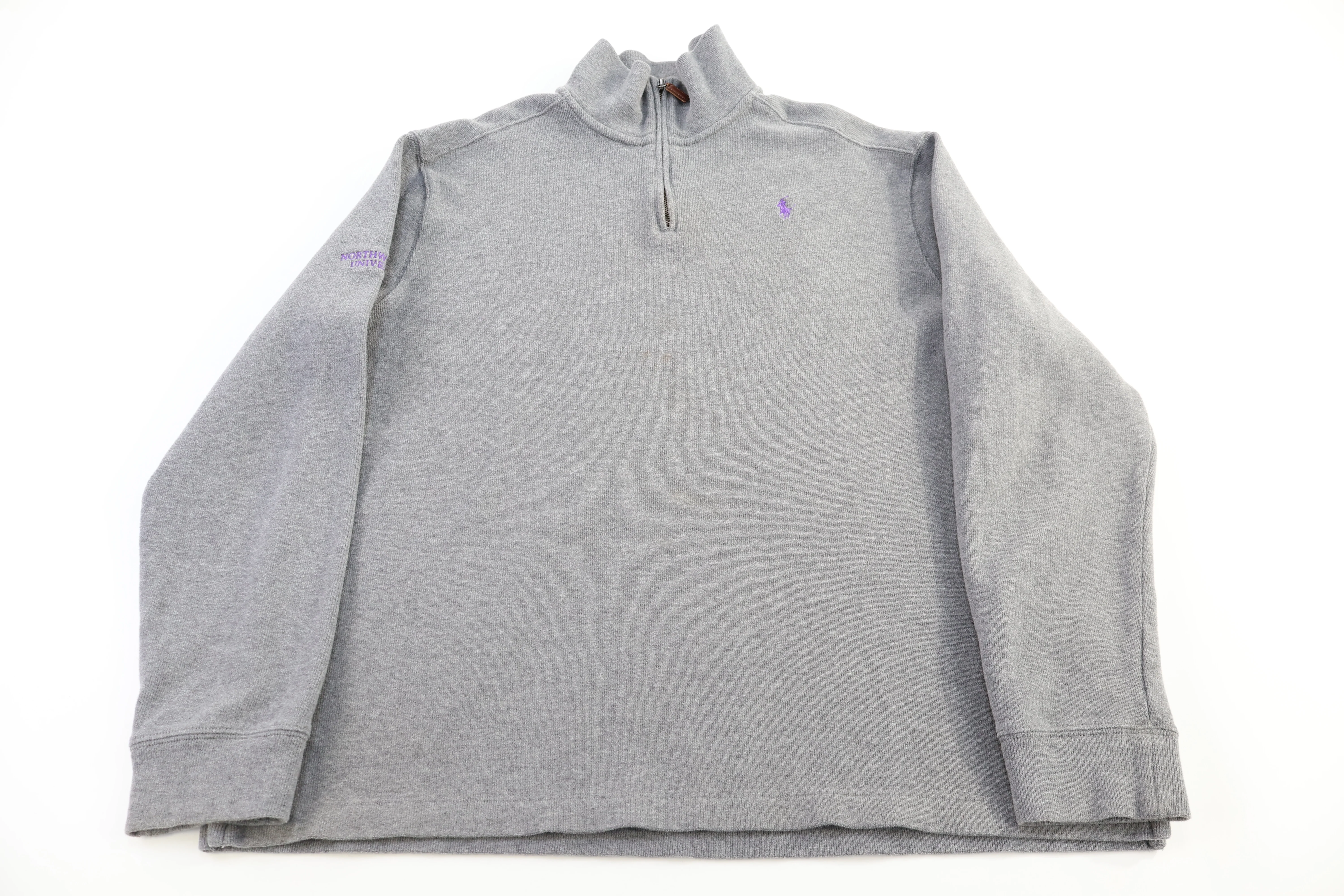 Polo by Ralph Lauren Embroidered Logo Grey Quarter Zip Sweater