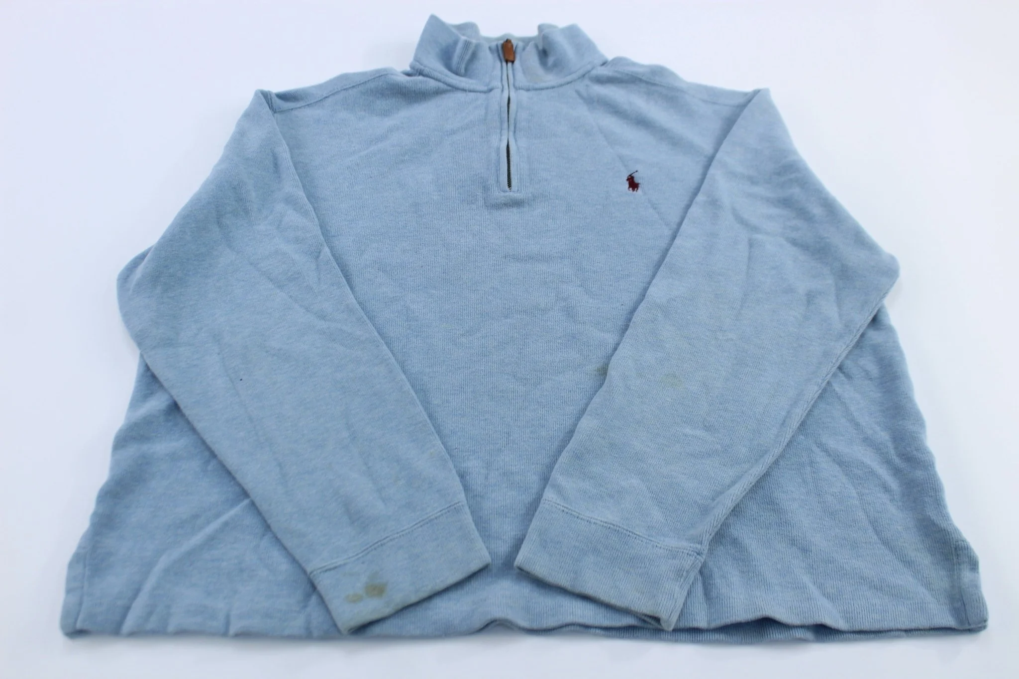 Polo by Ralph Lauren Embroidered Logo Light Blue Quarter Zip Sweater
