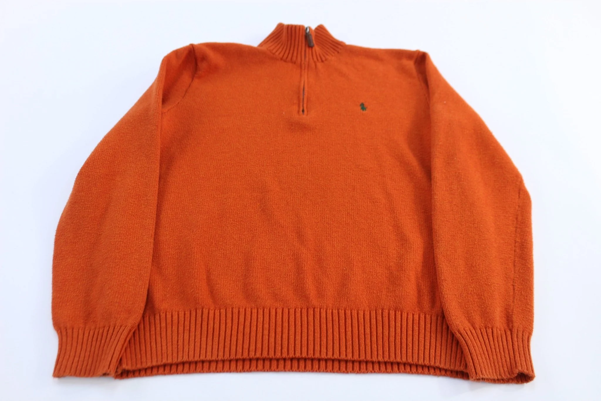Polo by Ralph Lauren Embroidered Logo Orange Full Zip Sweater