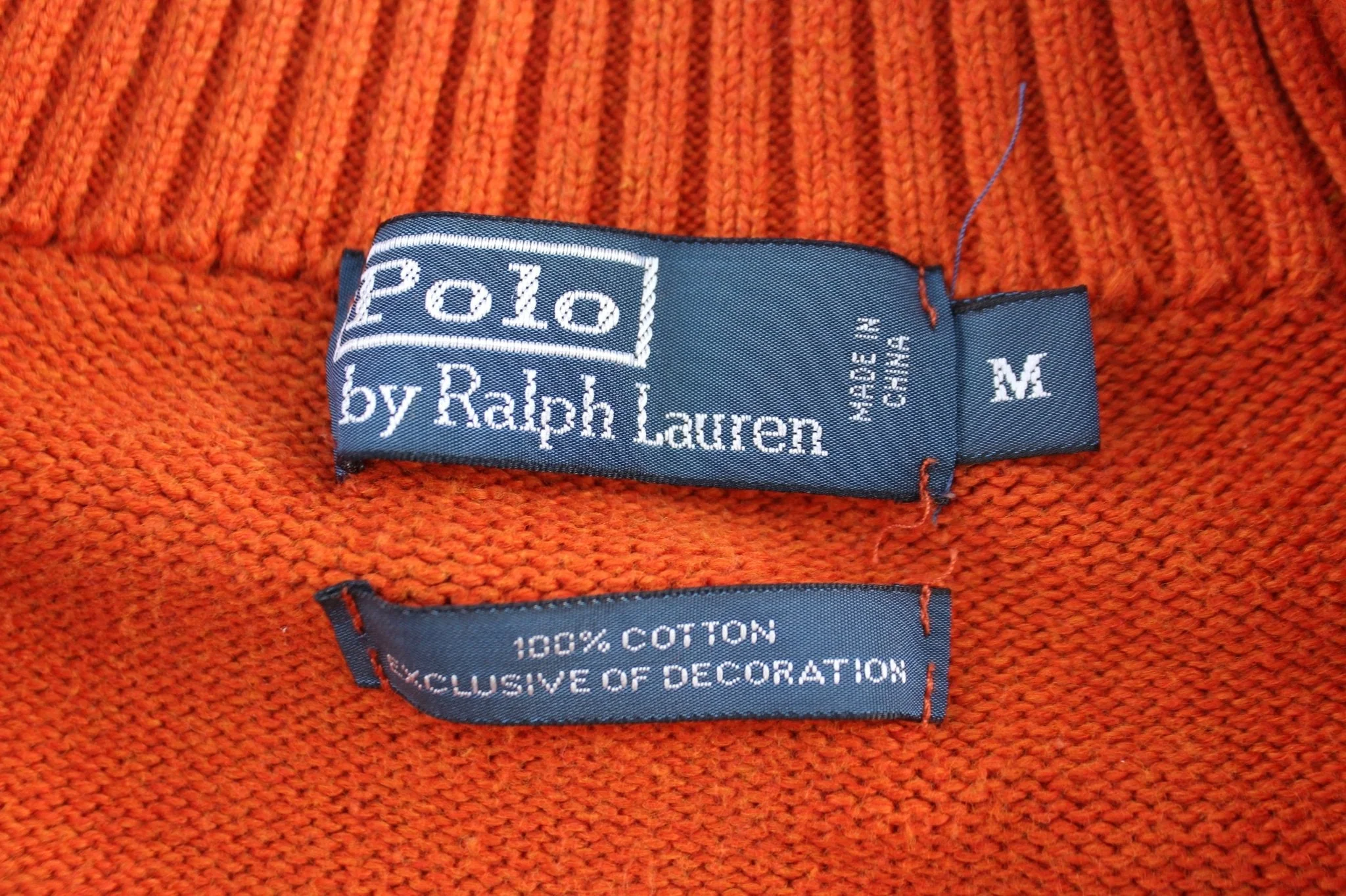 Polo by Ralph Lauren Embroidered Logo Orange Full Zip Sweater - Image 3