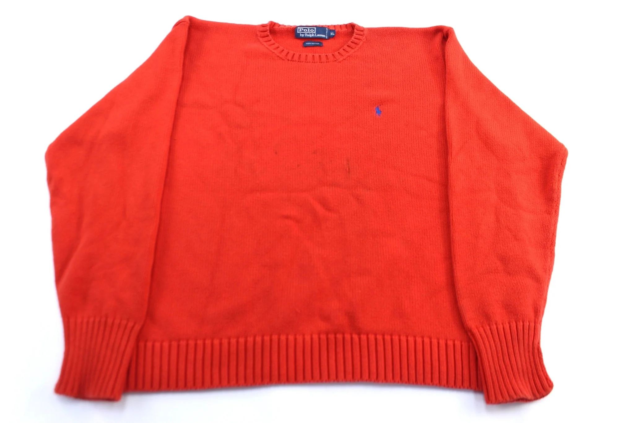 Polo by Ralph Lauren Embroidered Logo Orange Knit Sweater