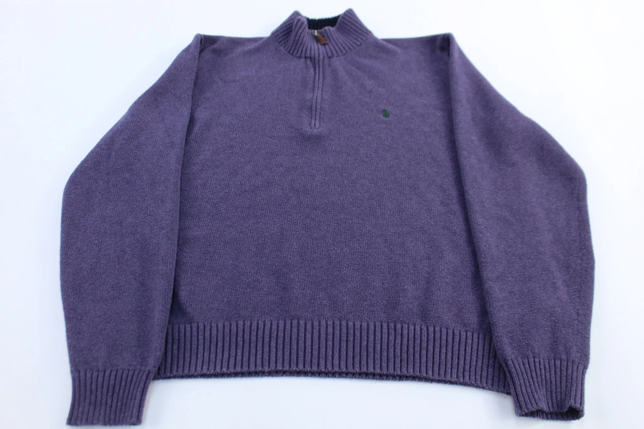 Polo by Ralph Lauren Embroidered Logo Purple Quarter Zip Sweater
