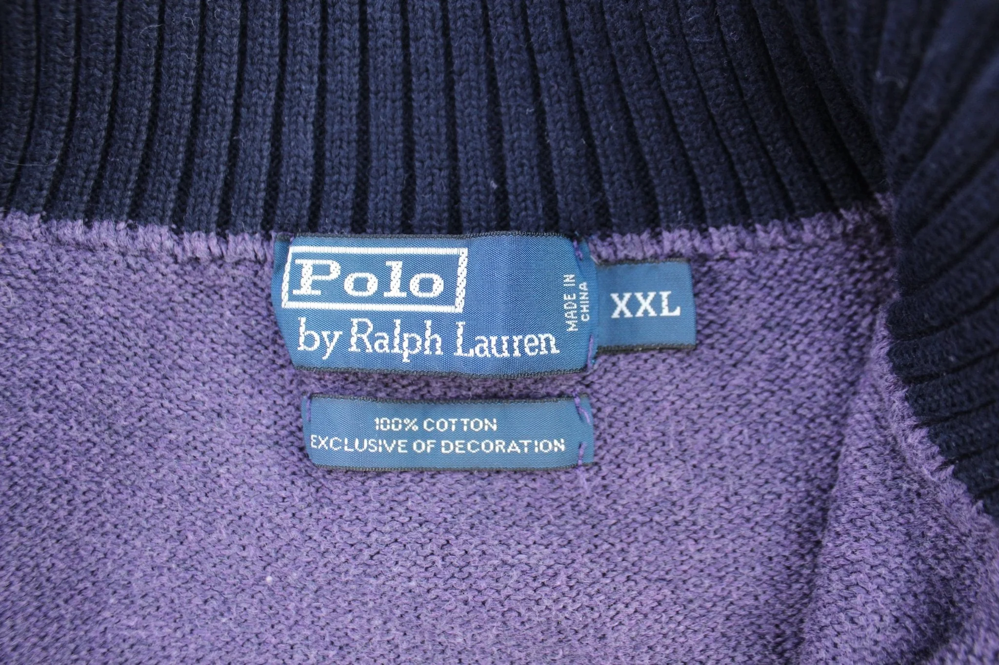 Polo by Ralph Lauren Embroidered Logo Purple Quarter Zip Sweater - Image 3