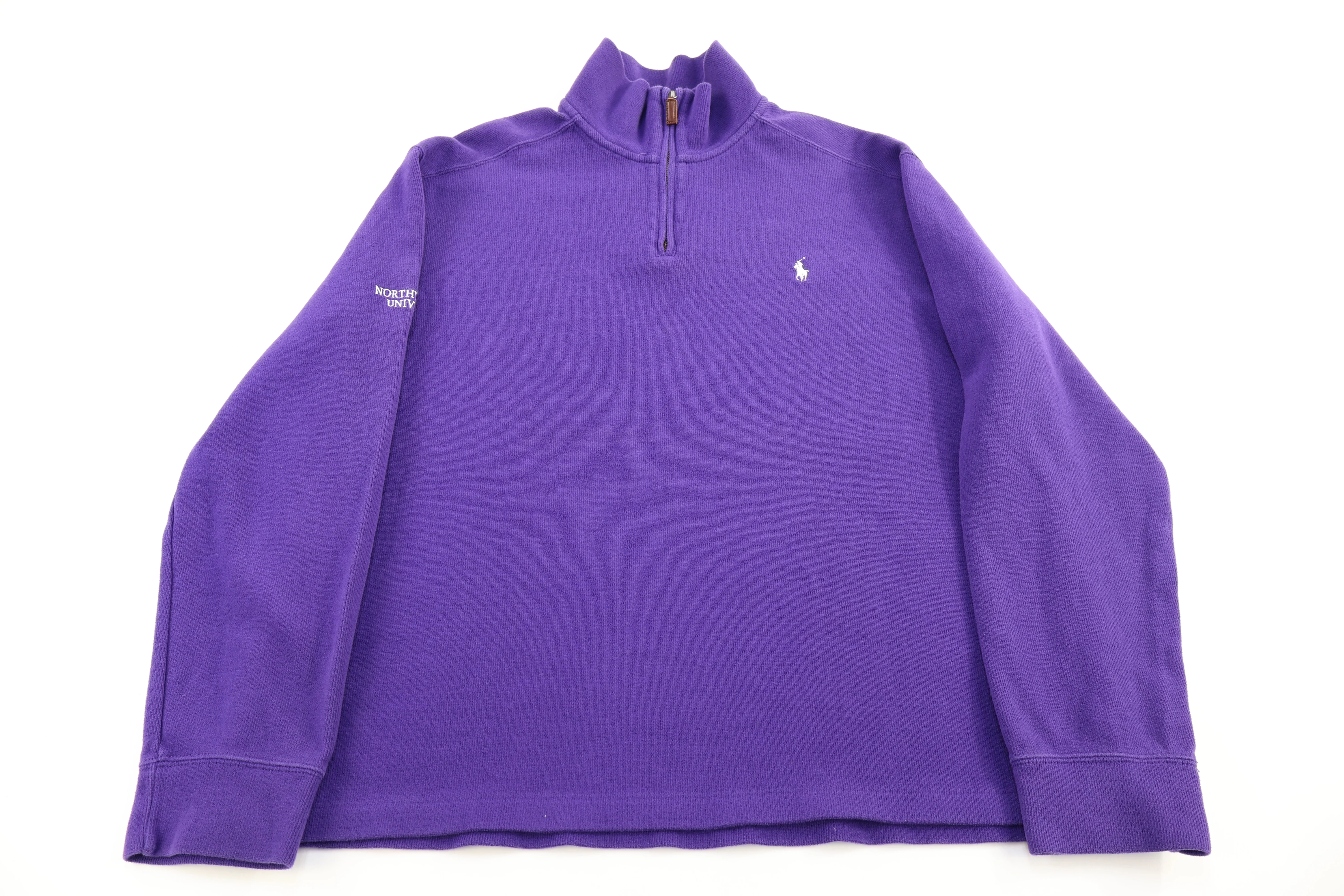 Polo by Ralph Lauren Embroidered Logo Purple Quarter Zip Sweater