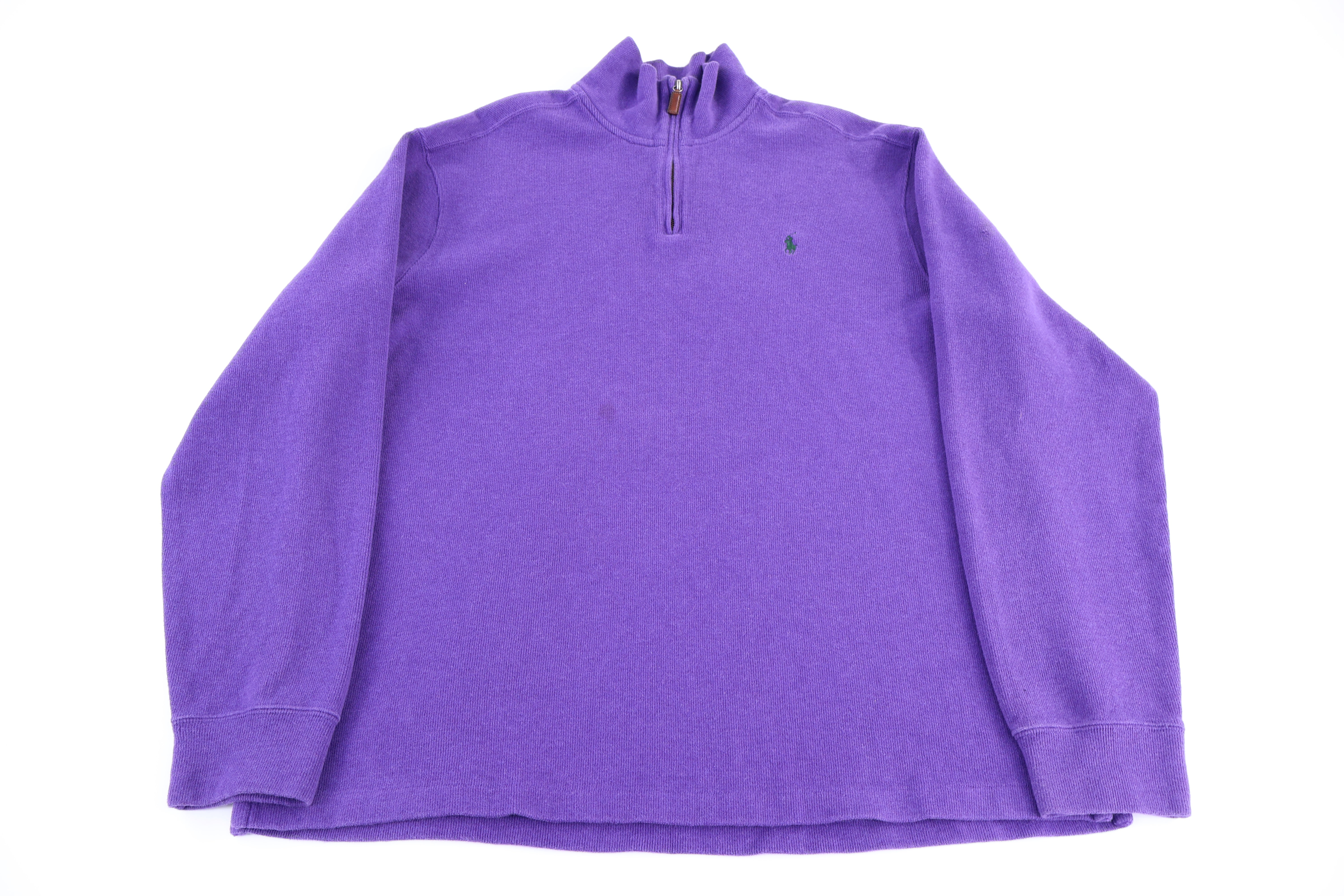 Polo by Ralph Lauren Embroidered Logo Purple Quarter Zip Sweater