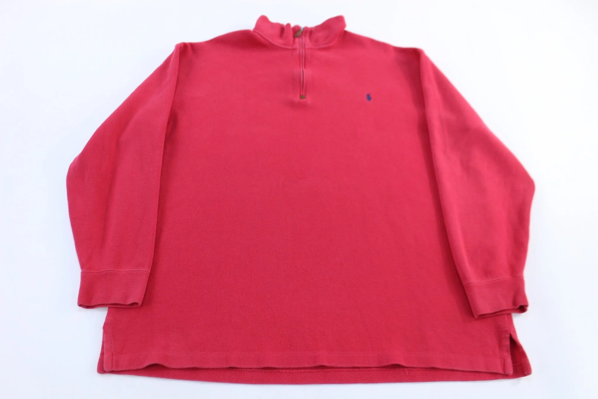 Polo by Ralph Lauren Embroidered Logo Red Quarter Zip Sweater