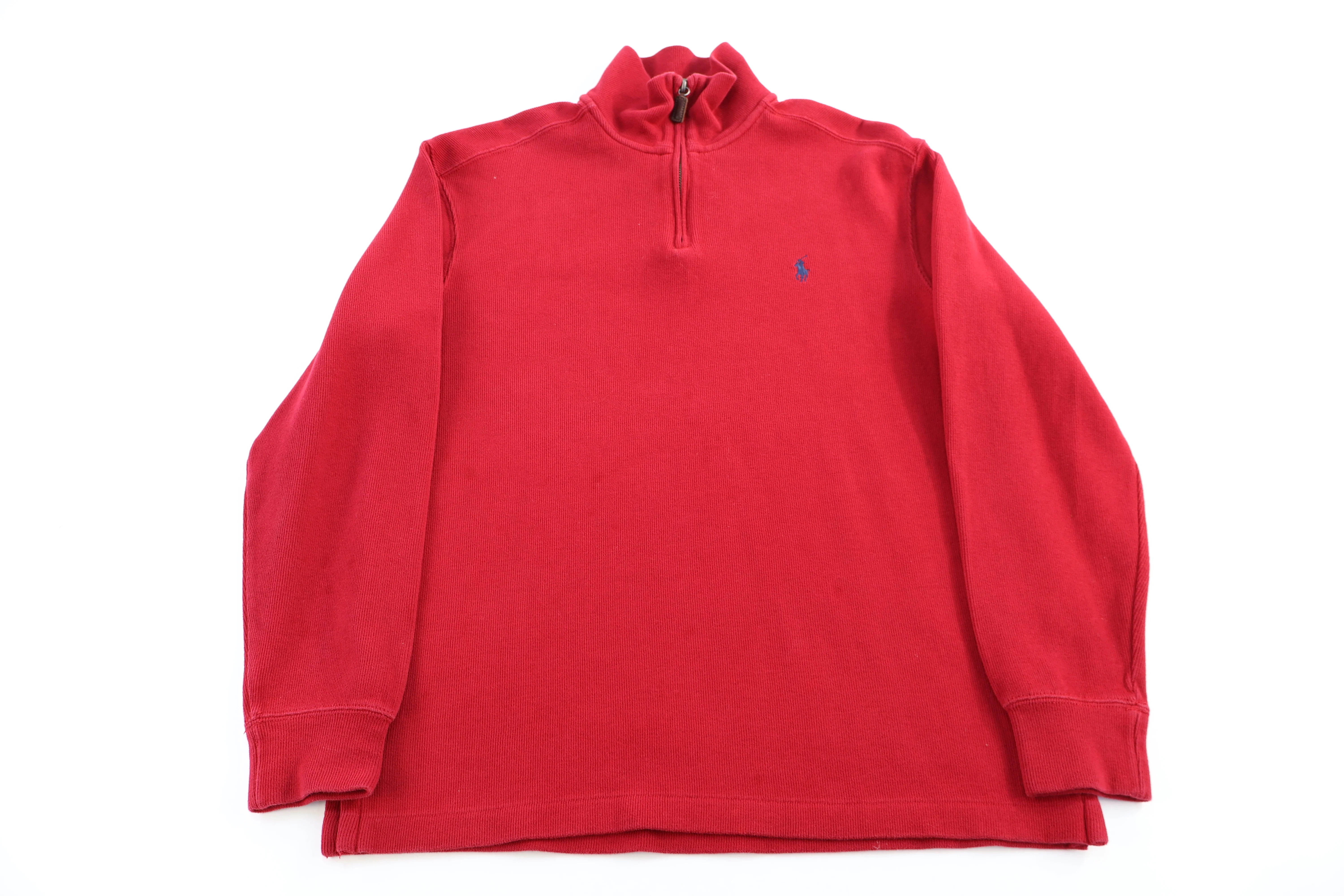 Polo by Ralph Lauren Embroidered Logo Red Quarter Zip Sweater