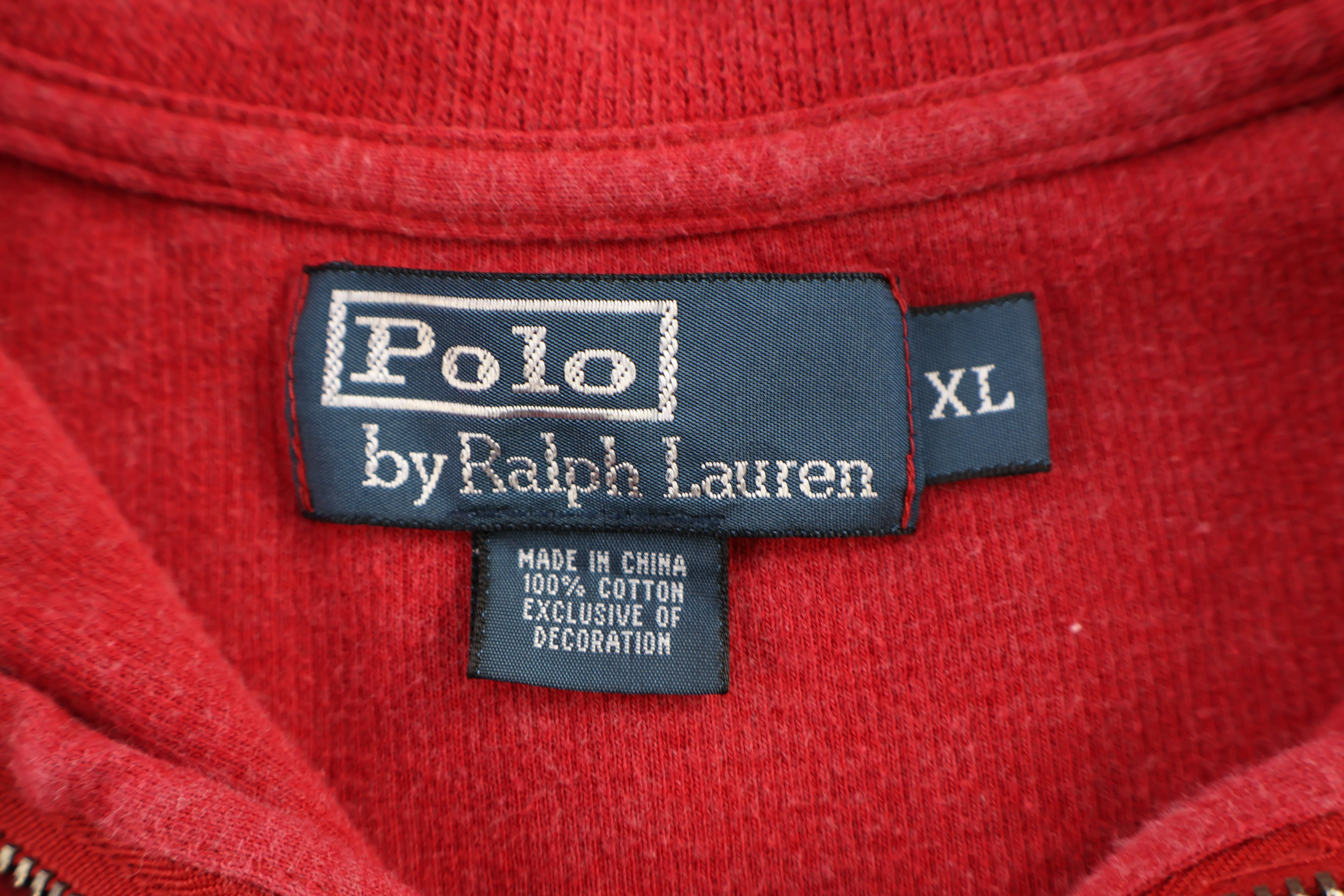 Polo by Ralph Lauren Embroidered Logo Red Quarter Zip Sweater - Image 3