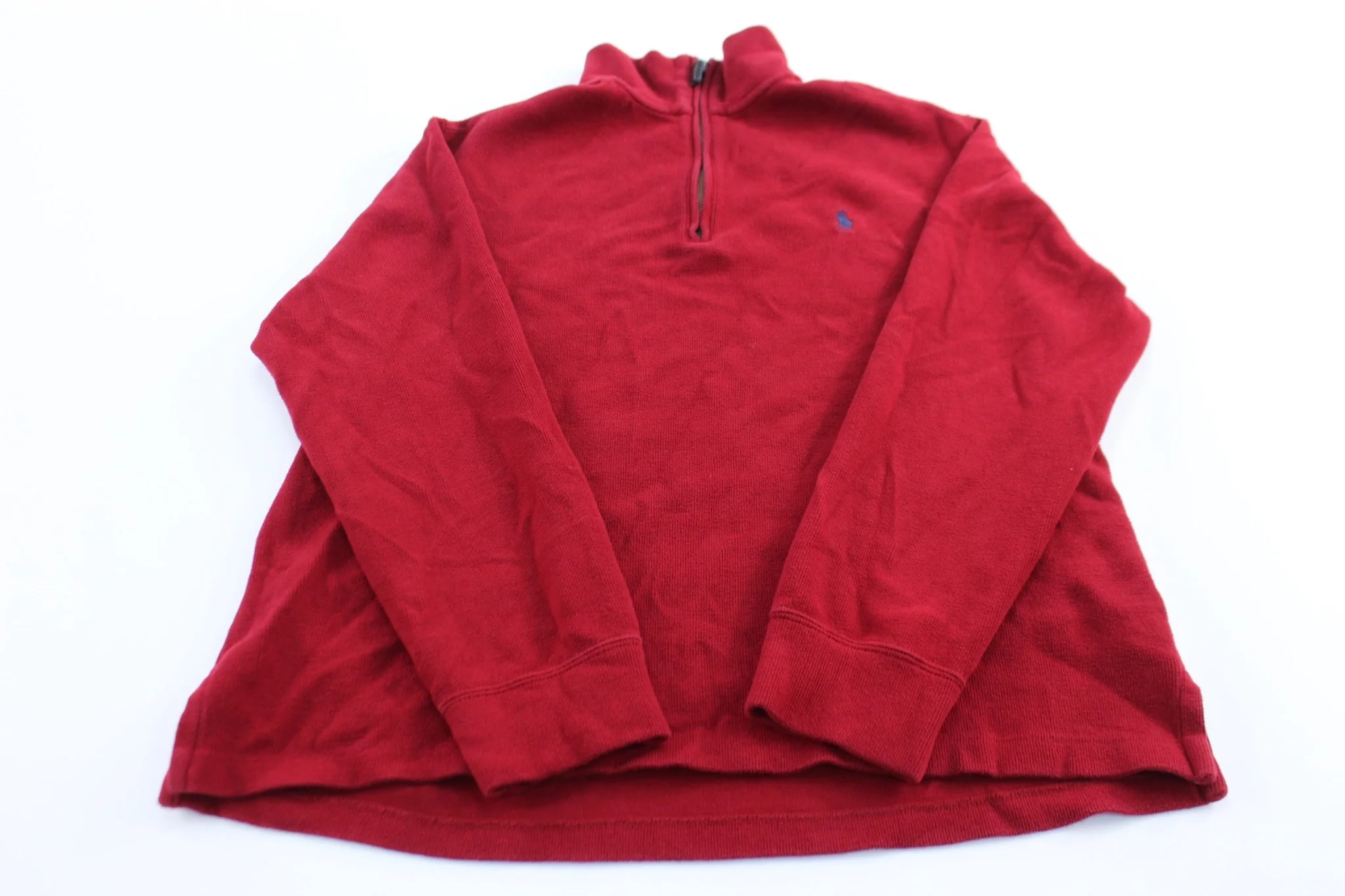 Polo by Ralph Lauren Embroidered Logo Red Quarter Zip Sweater