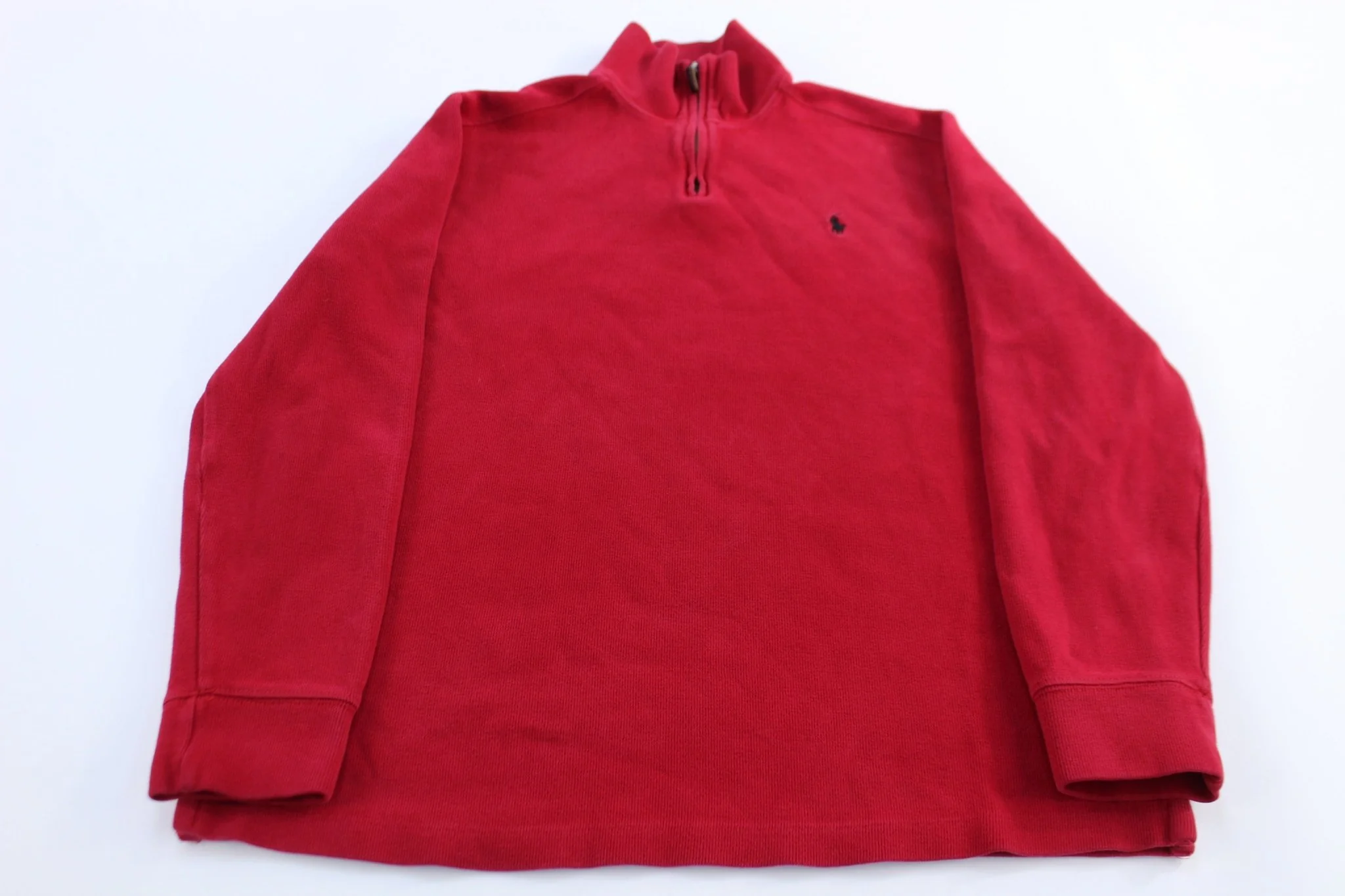 Polo by Ralph Lauren Embroidered Logo Red Quarter Zip Sweater