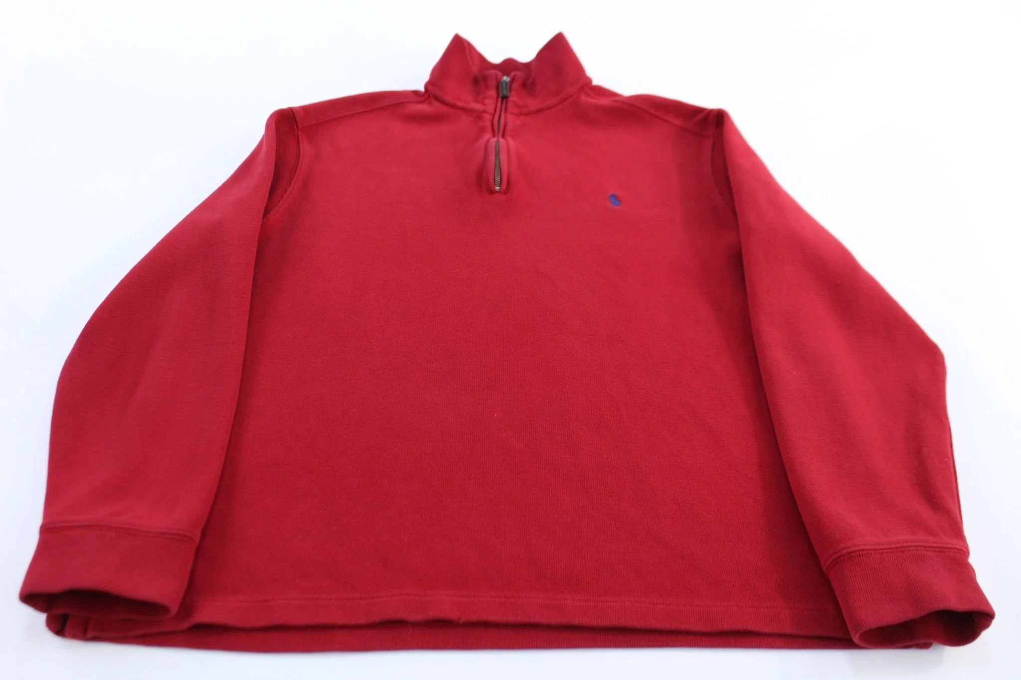 Polo by Ralph Lauren Embroidered Logo Red Quarter Zip Sweater