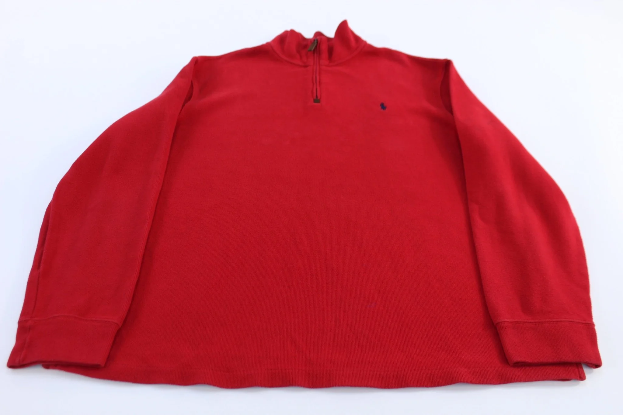 Polo by Ralph Lauren Embroidered Logo Red Quarter Zip Sweater