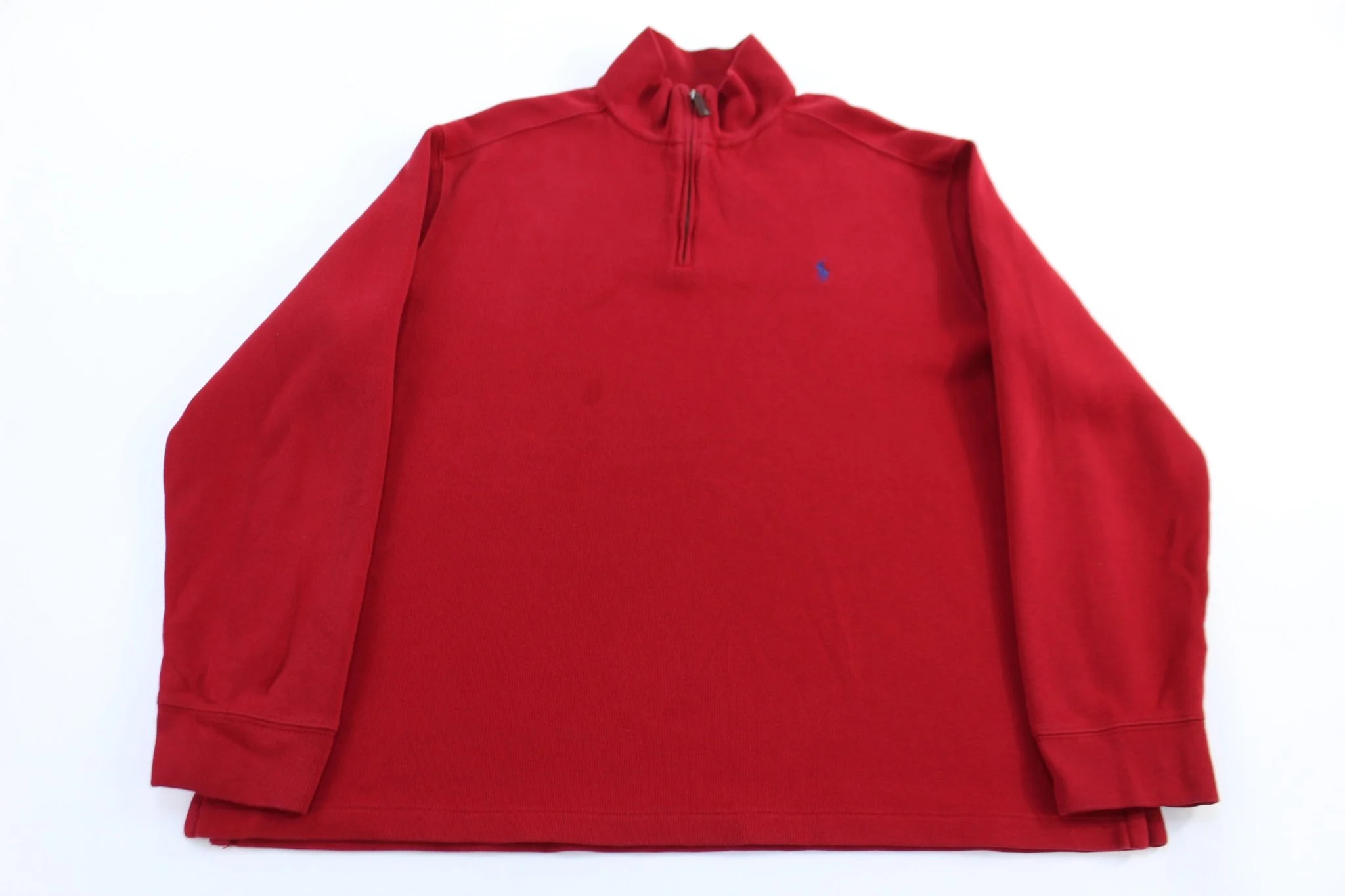 Polo by Ralph Lauren Embroidered Logo Red Quarter Zip Sweater