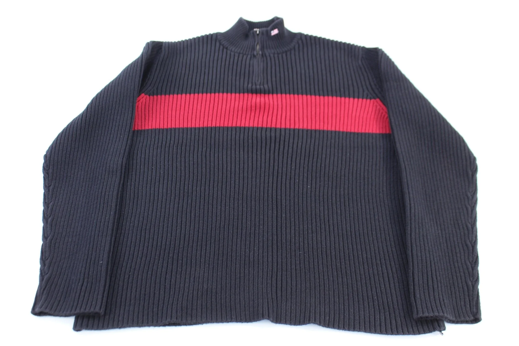 Polo Jeans Company Black & Red Full Zip Sweater