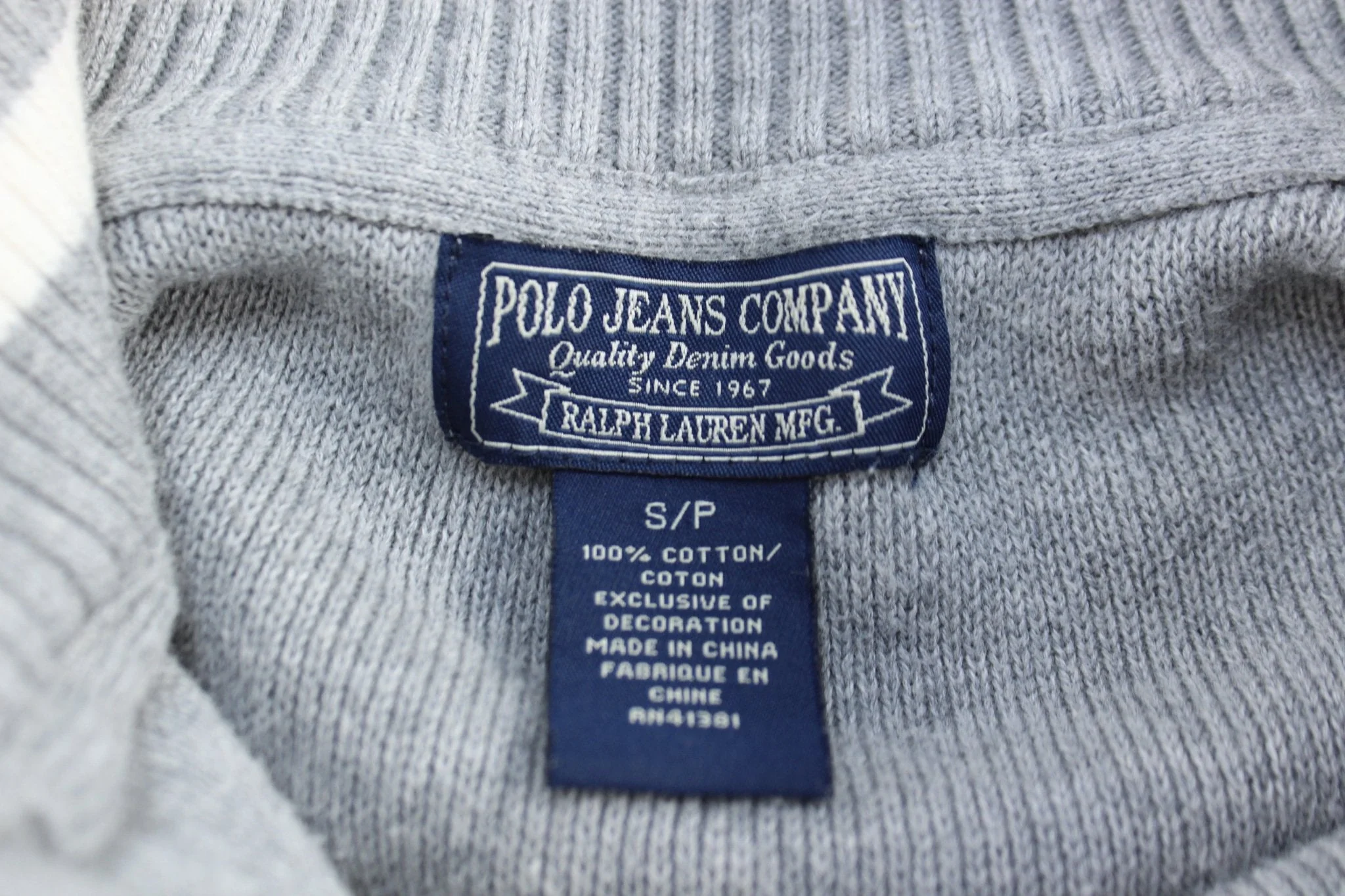 Polo Jeans Company Ralph Lauren Grey Full Zip Sweater - Image 3