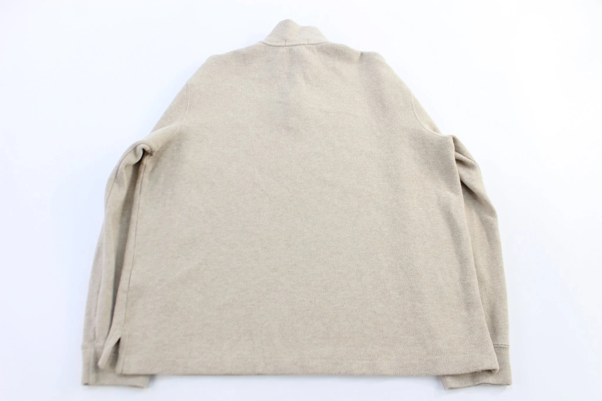Polo Ralph Lauren Embroidered Logo Beige Quarter Zip Sweater