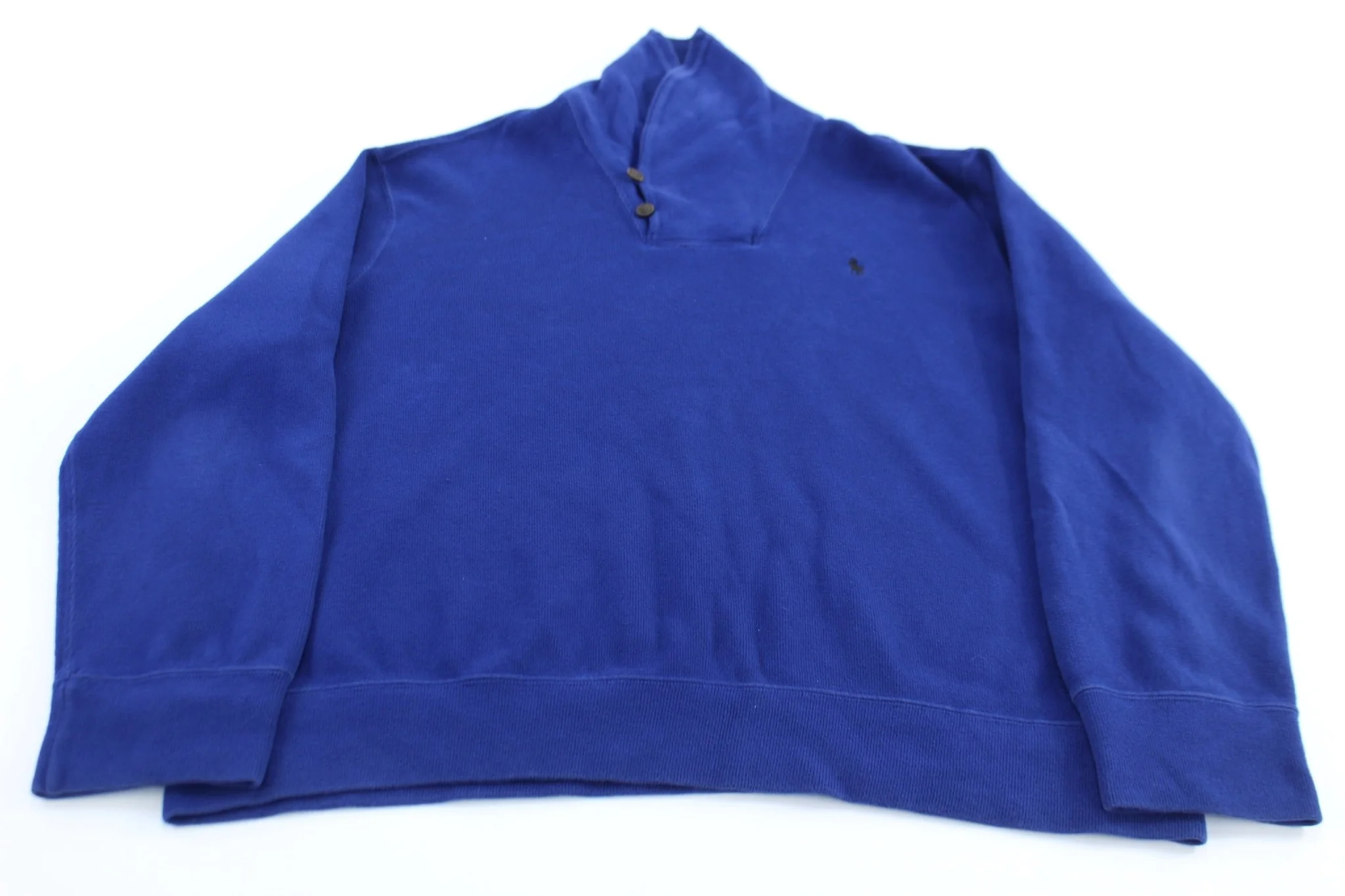 Polo Ralph Lauren Embroidered Logo Blue Button Up Sweater