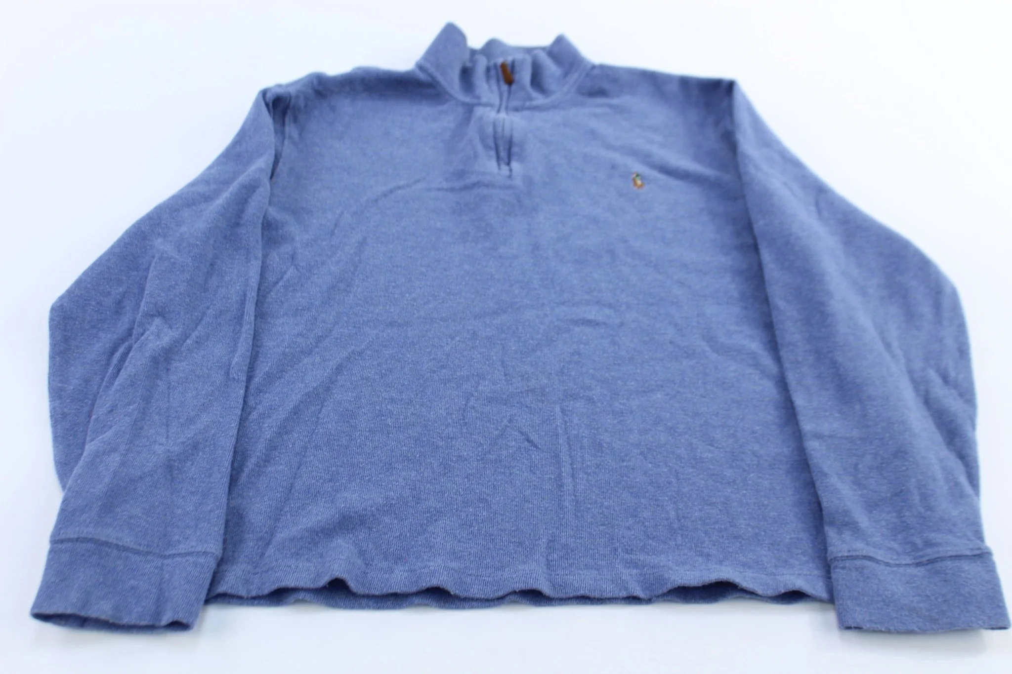 Polo Ralph Lauren Embroidered Logo Blue Quarter Zip Sweater