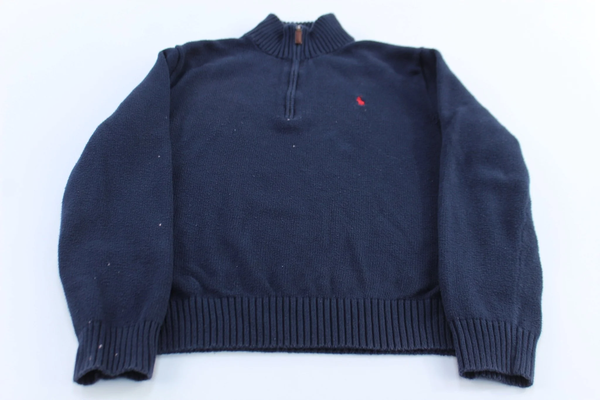 Polo Ralph Lauren Embroidered Logo Blue Quarter Zip Sweater