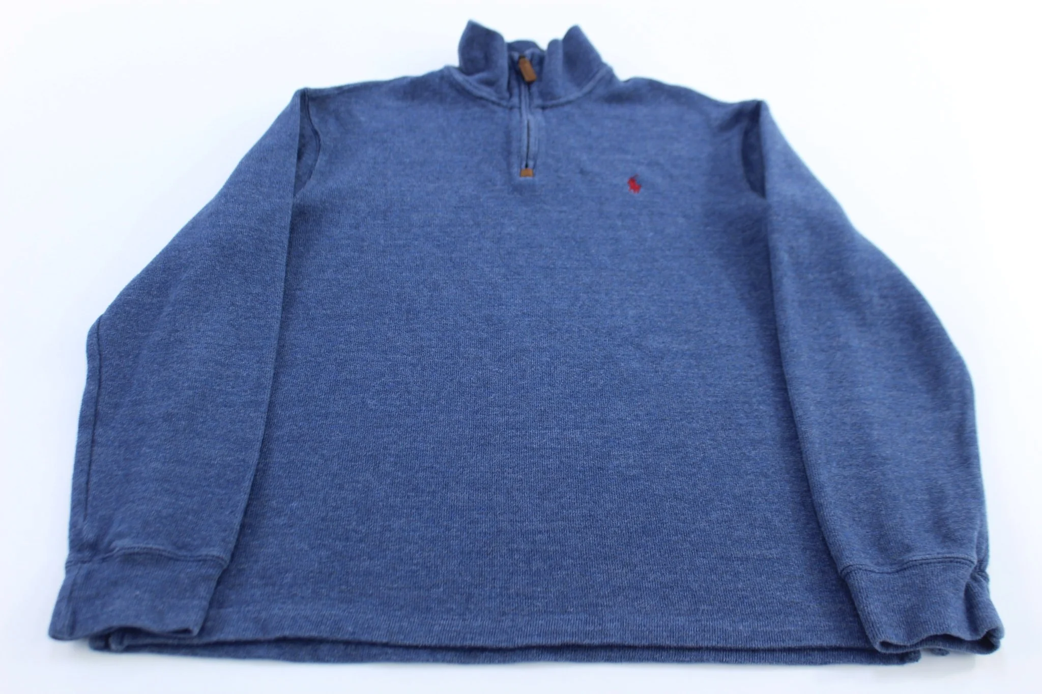 Polo Ralph Lauren Embroidered Logo Blue Quarter Zip Sweater