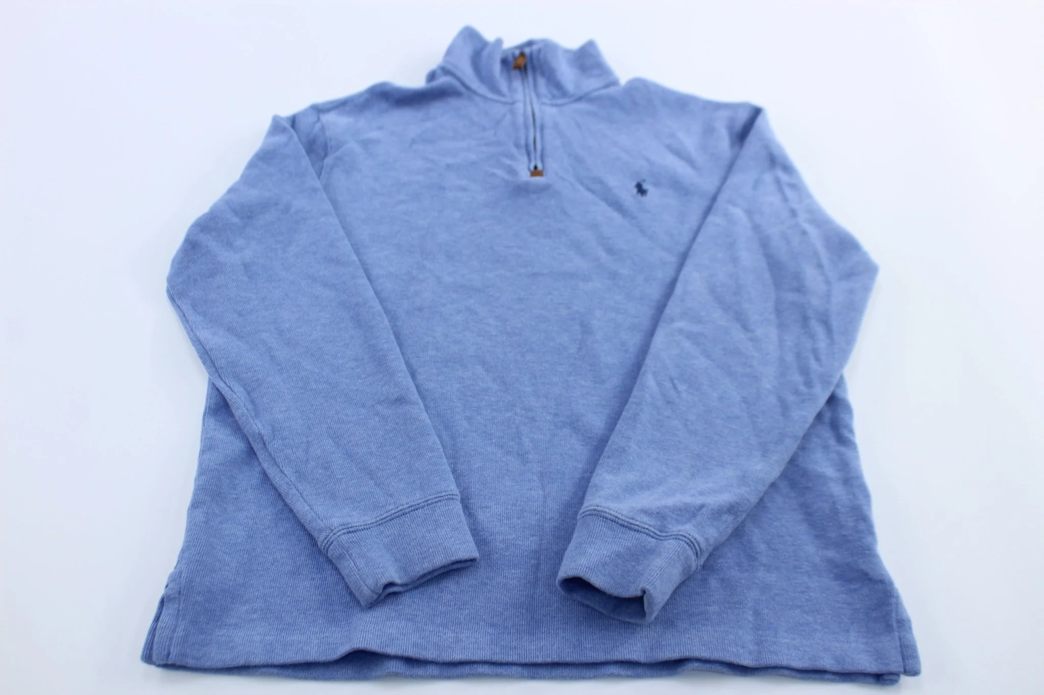 Polo Ralph Lauren Embroidered Logo Blue Quarter Zip Sweater
