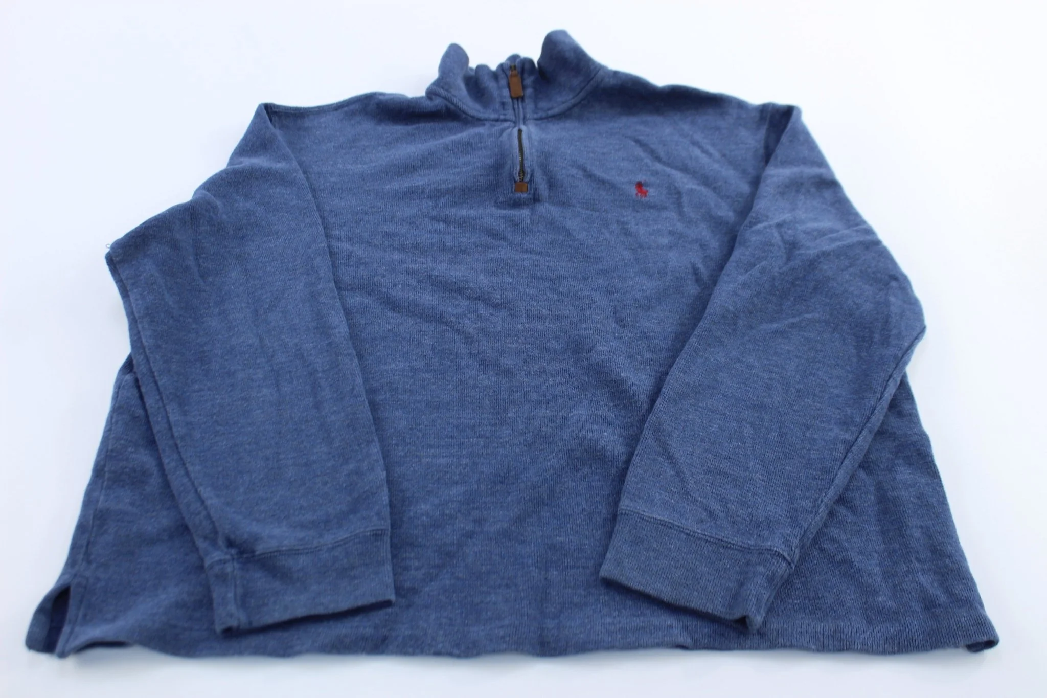 Polo Ralph Lauren Embroidered Logo Blue Quarter Zip Sweater