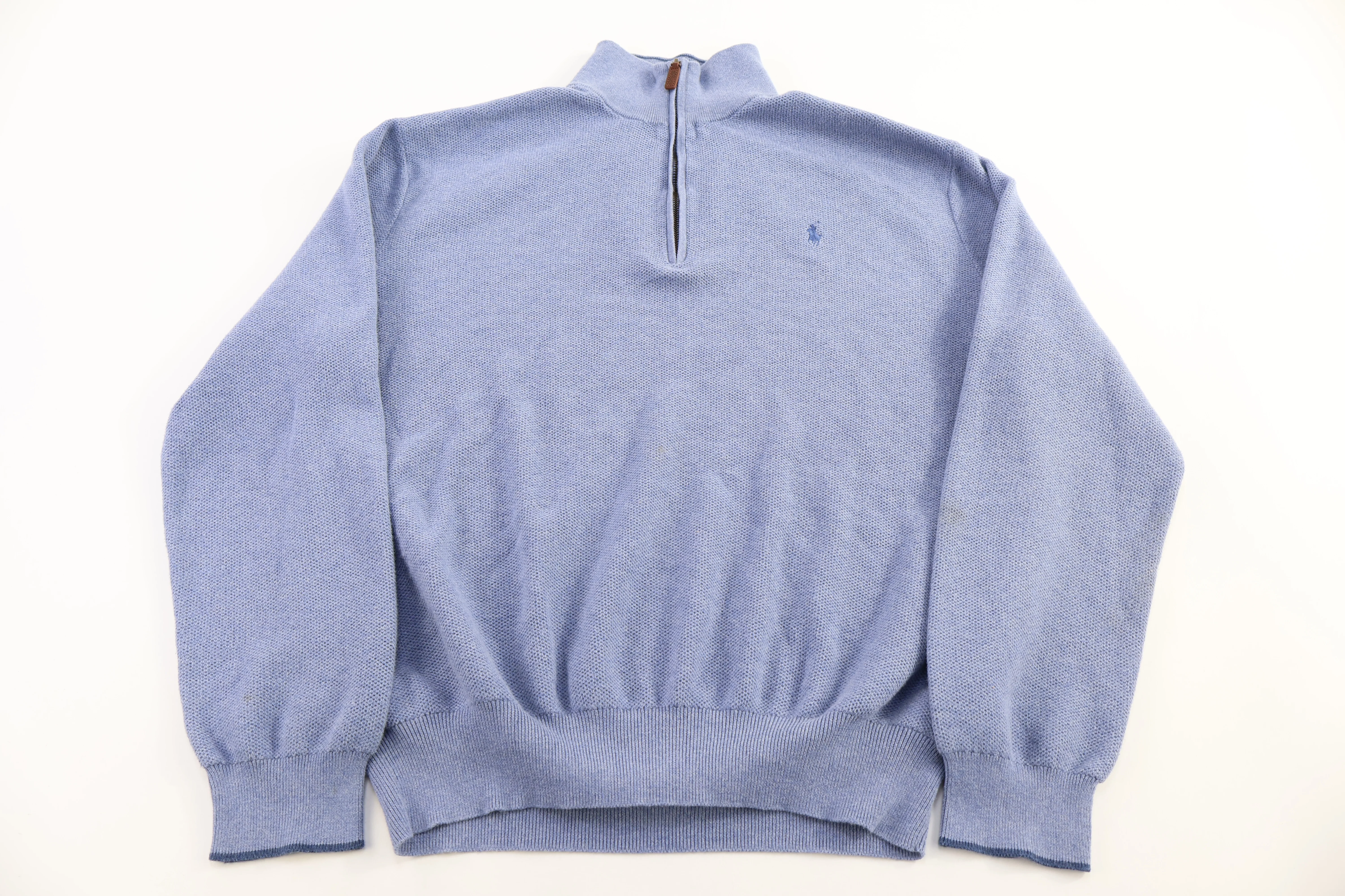 Polo Ralph Lauren Embroidered Logo Blue Quarter Zip Sweater