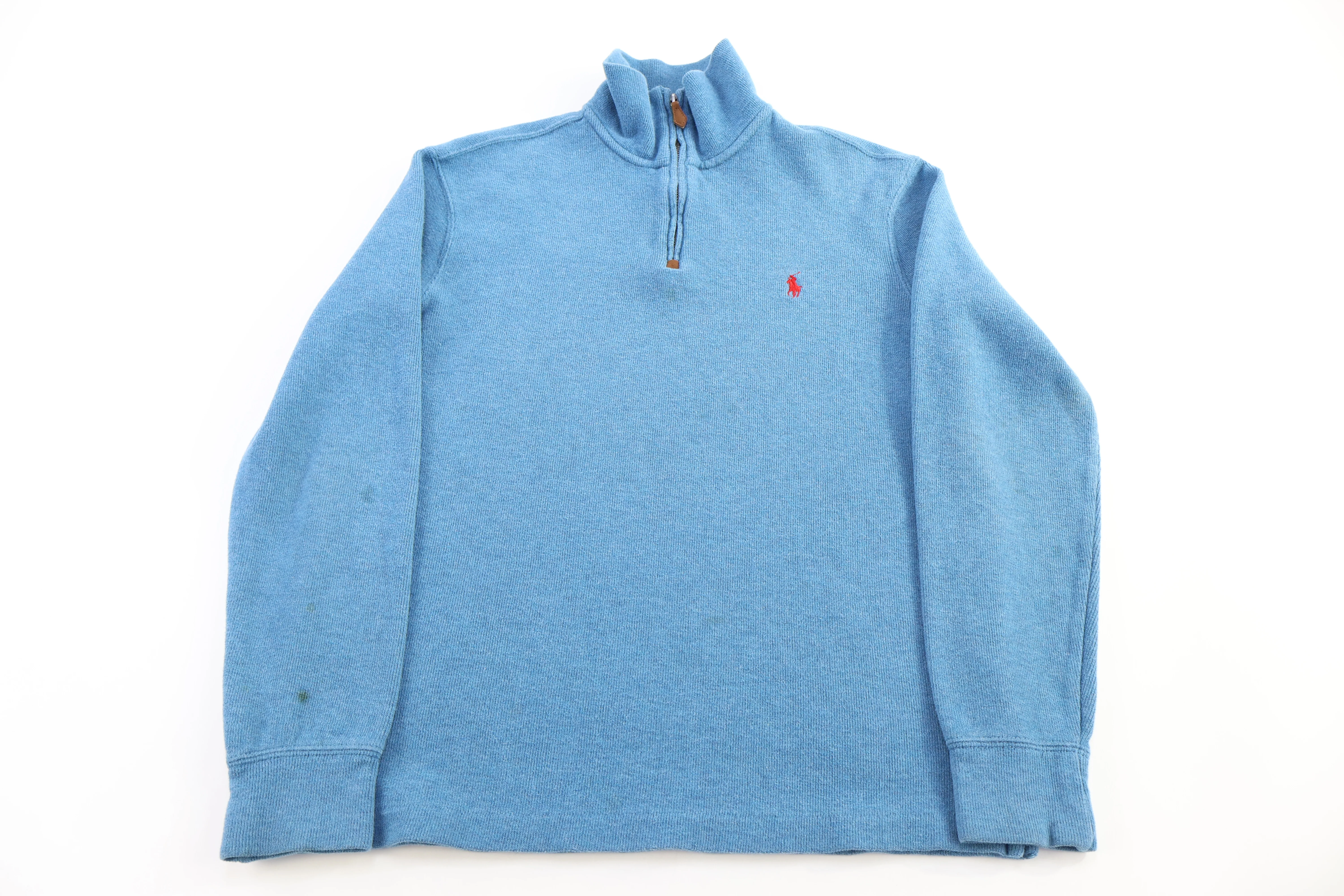 Polo Ralph Lauren Embroidered Logo Blue Quarter Zip Sweater