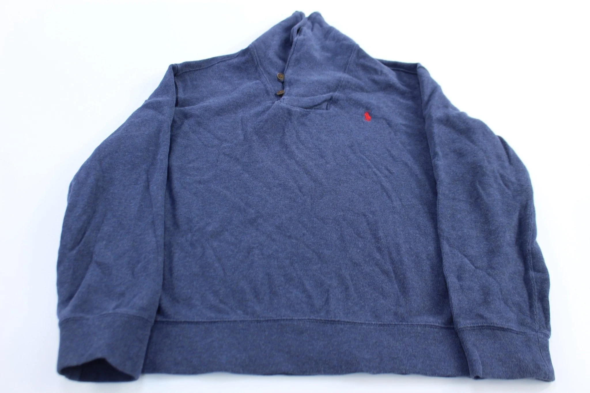 Polo Ralph Lauren Embroidered Logo Blue Shawl Sweater