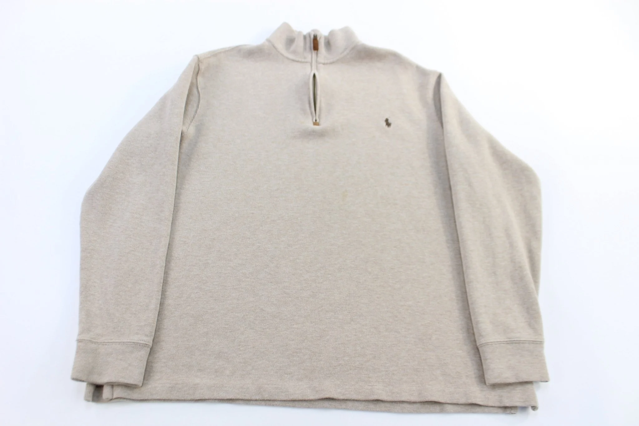 Polo Ralph Lauren Embroidered Logo Brown Quarter Zip Sweater