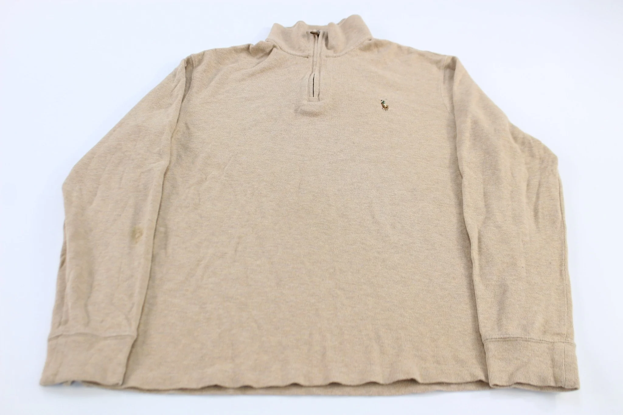 Polo Ralph Lauren Embroidered Logo Cream Quarter Zip Sweater