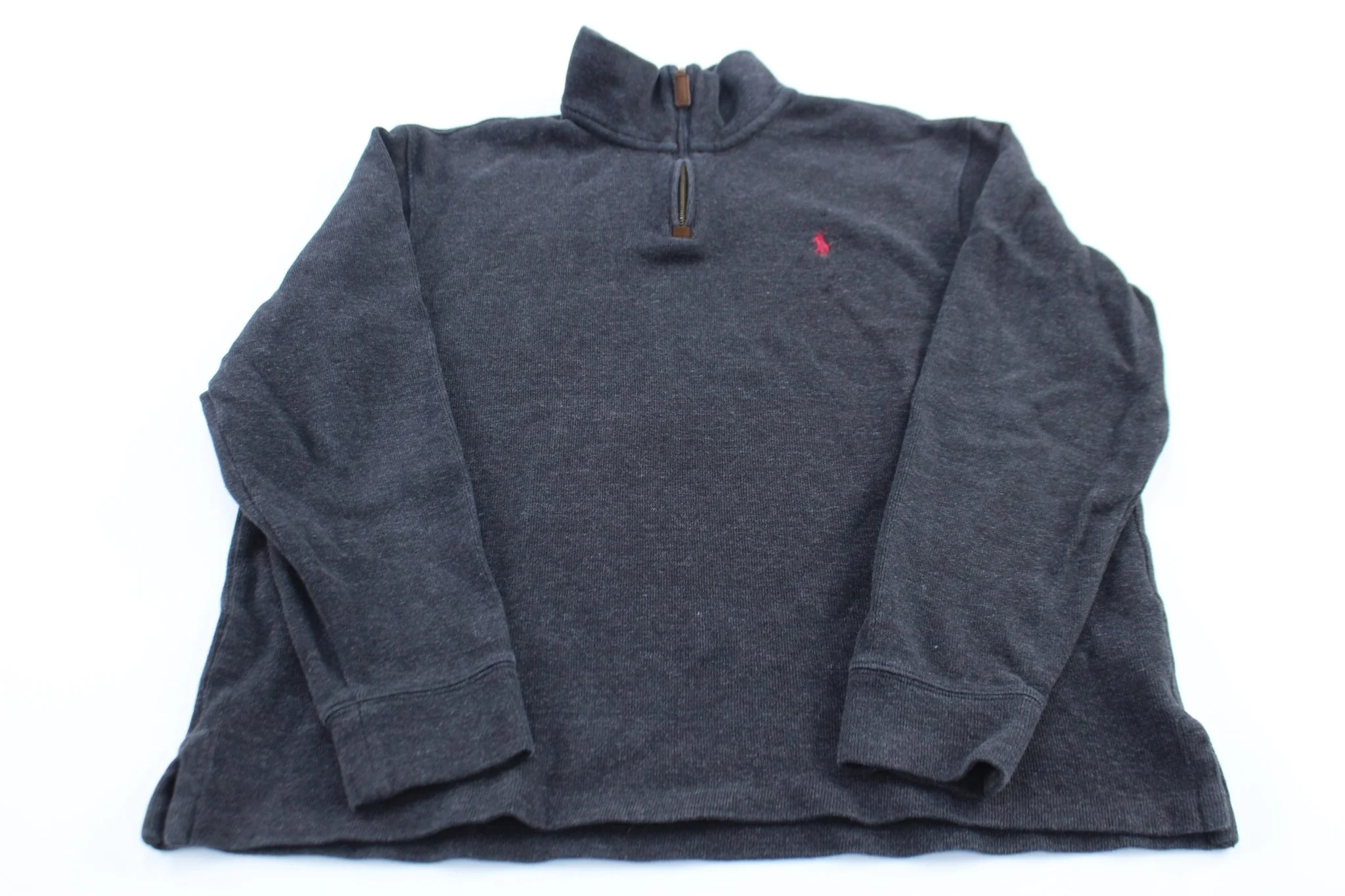 Polo Ralph Lauren Embroidered Logo Dark Grey Quarter Zip Sweater