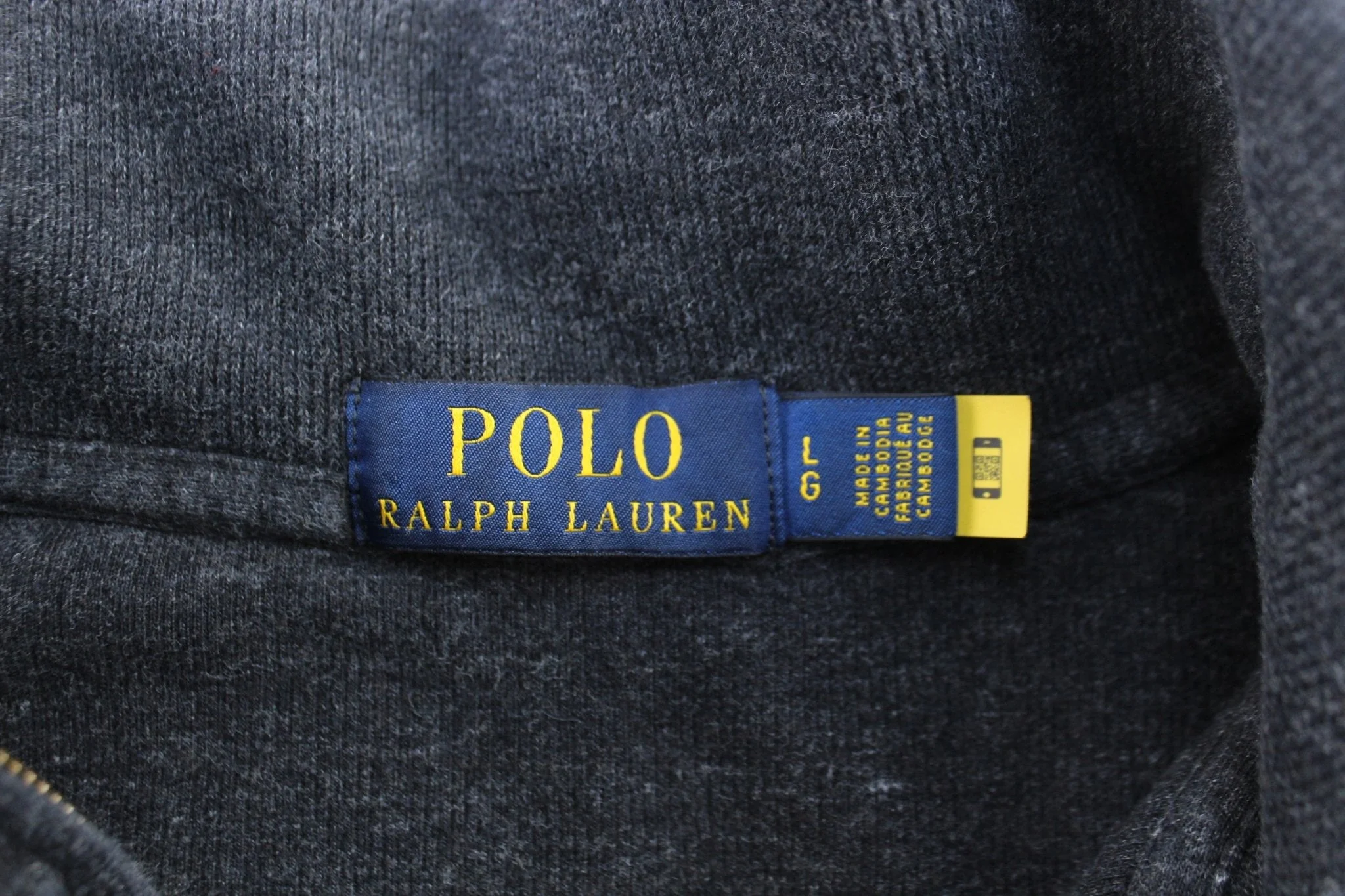 Polo Ralph Lauren Embroidered Logo Dark Grey Quarter Zip Sweater - Image 3