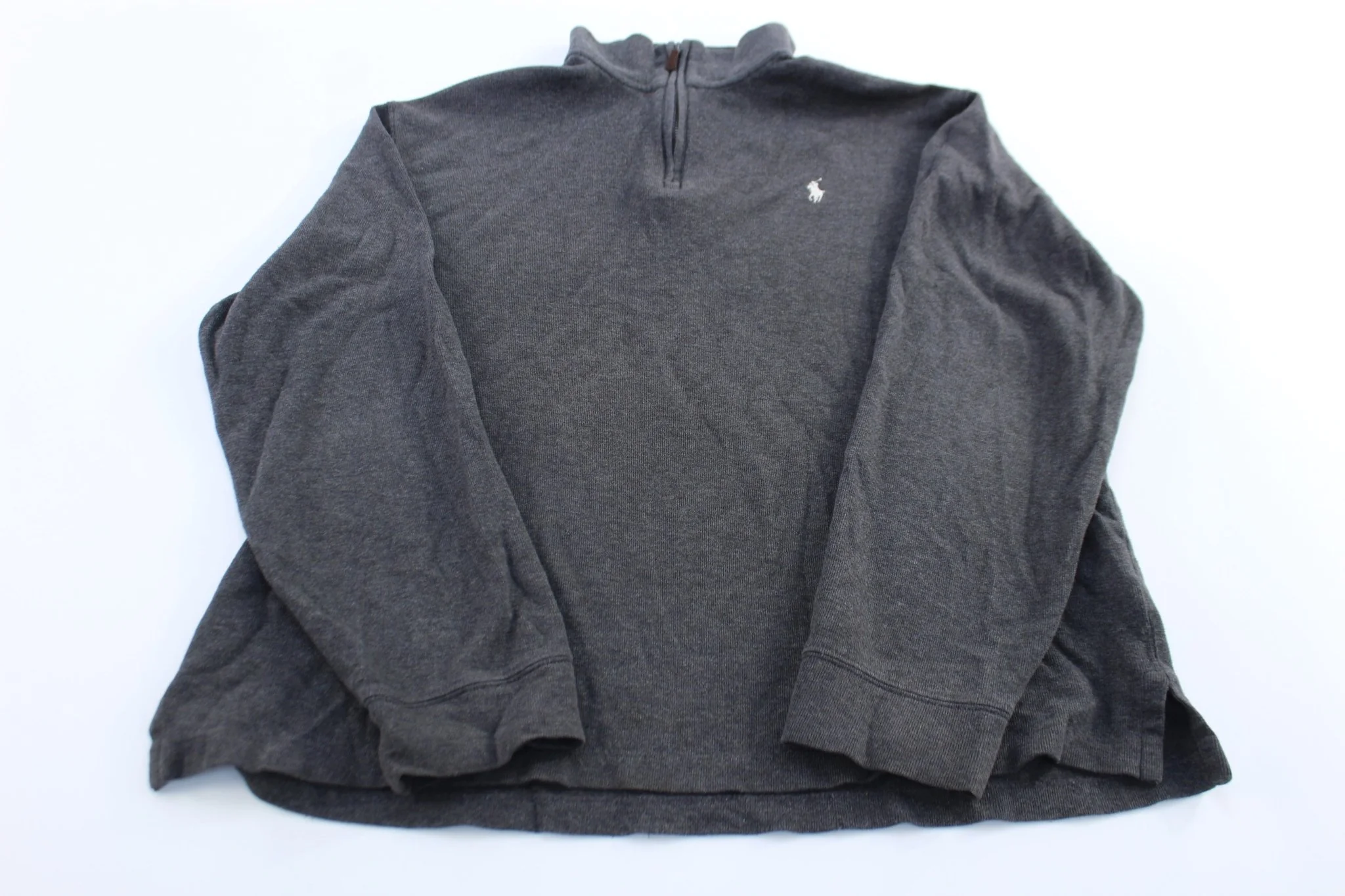 Polo Ralph Lauren Embroidered Logo Dark Grey Quarter Zip Sweater